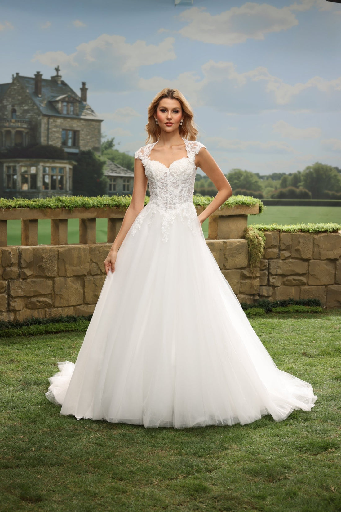 Lyra white wedding dress front view 1