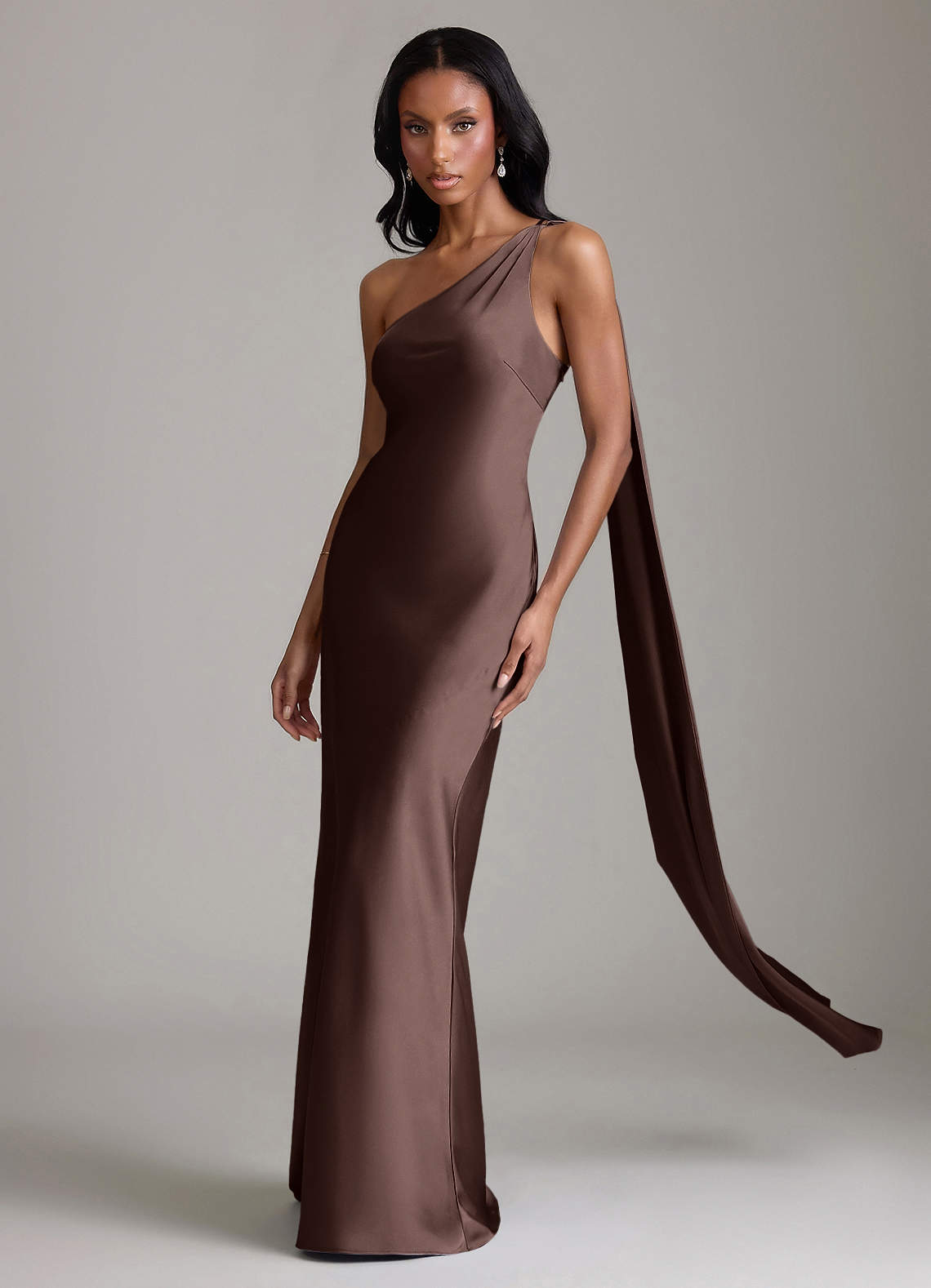 Juniper Mermaid One-Shoulder Stretch Satin Bridesmaid Dress
