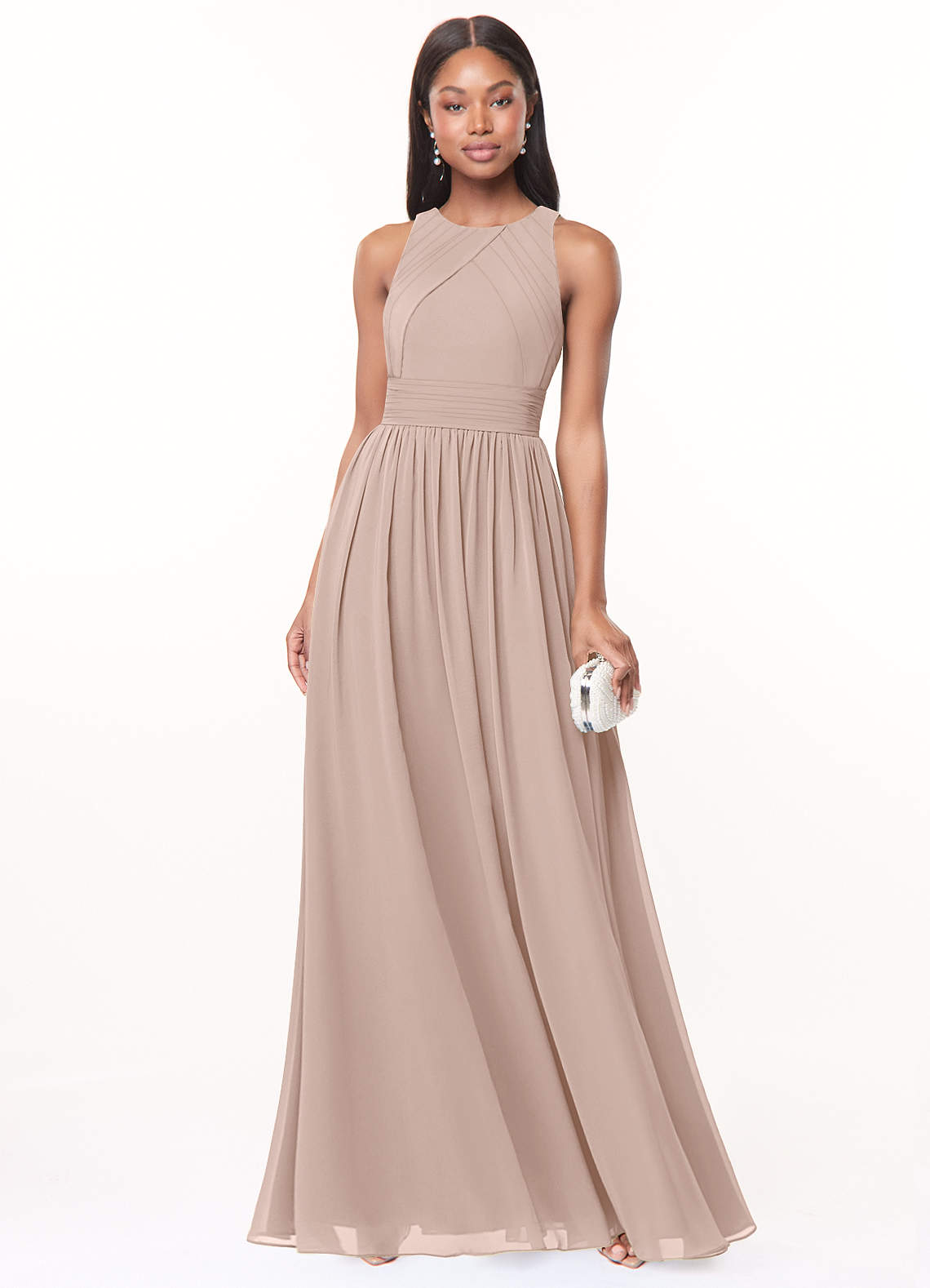 Harper A-Line Scoop-Neck Chiffon Bridesmaid Dress in English Rose