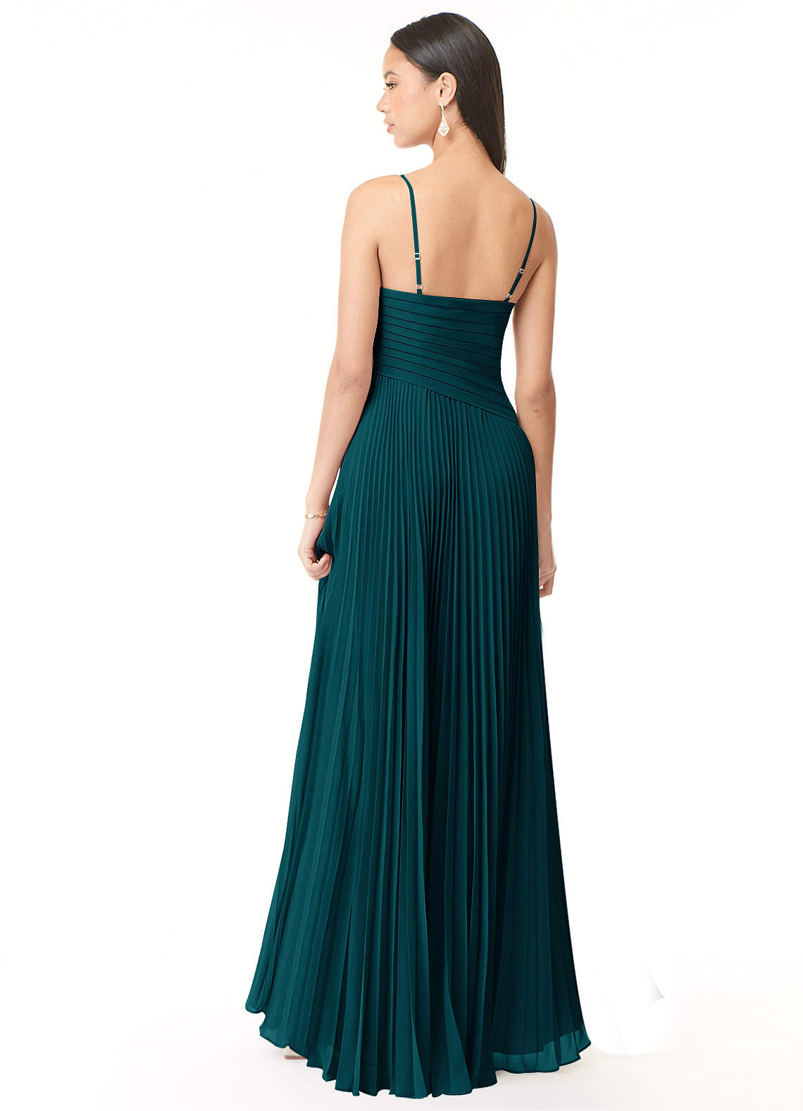 Vini A-Line V-Neck Chiffon Bridesmaid Dress in Pine
