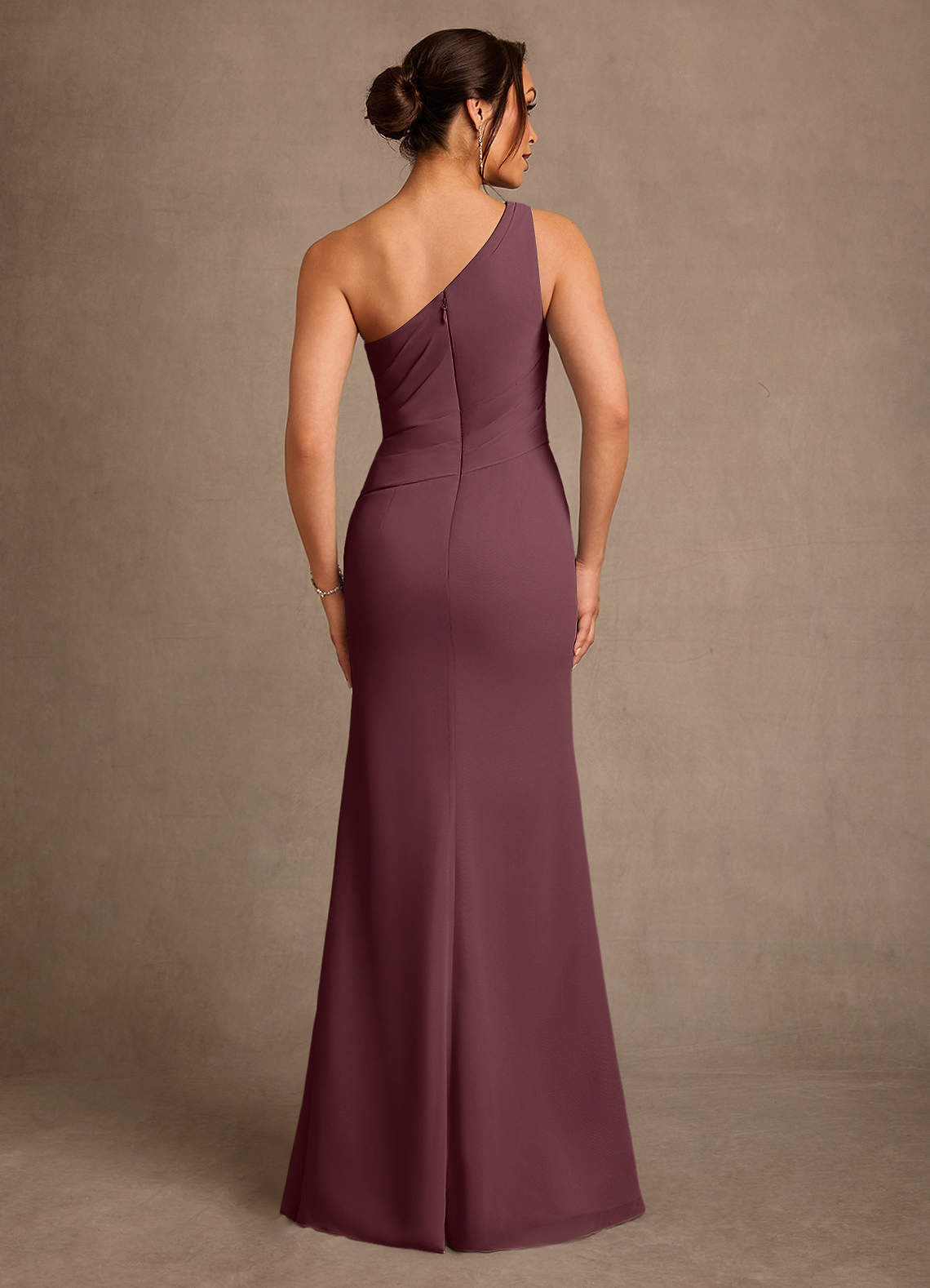 Floy Sheath One-Shoulder Chiffon Mother of the Bride Dress in Sangria