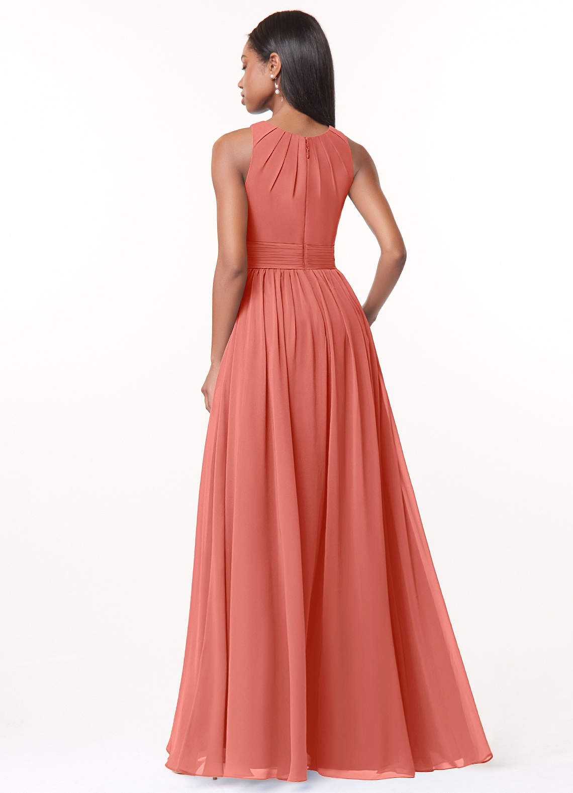 Harper A-Line Scoop-Neck Chiffon Bridesmaid Dress in Salmon Pink