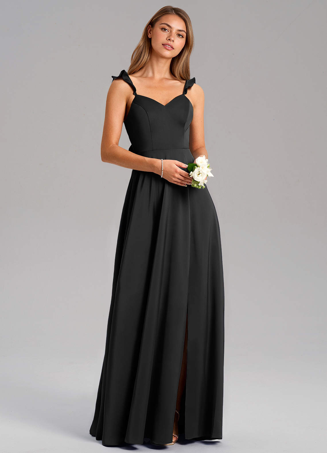 Everett A-Line V-Neck Chiffon Bridesmaid Dress in black