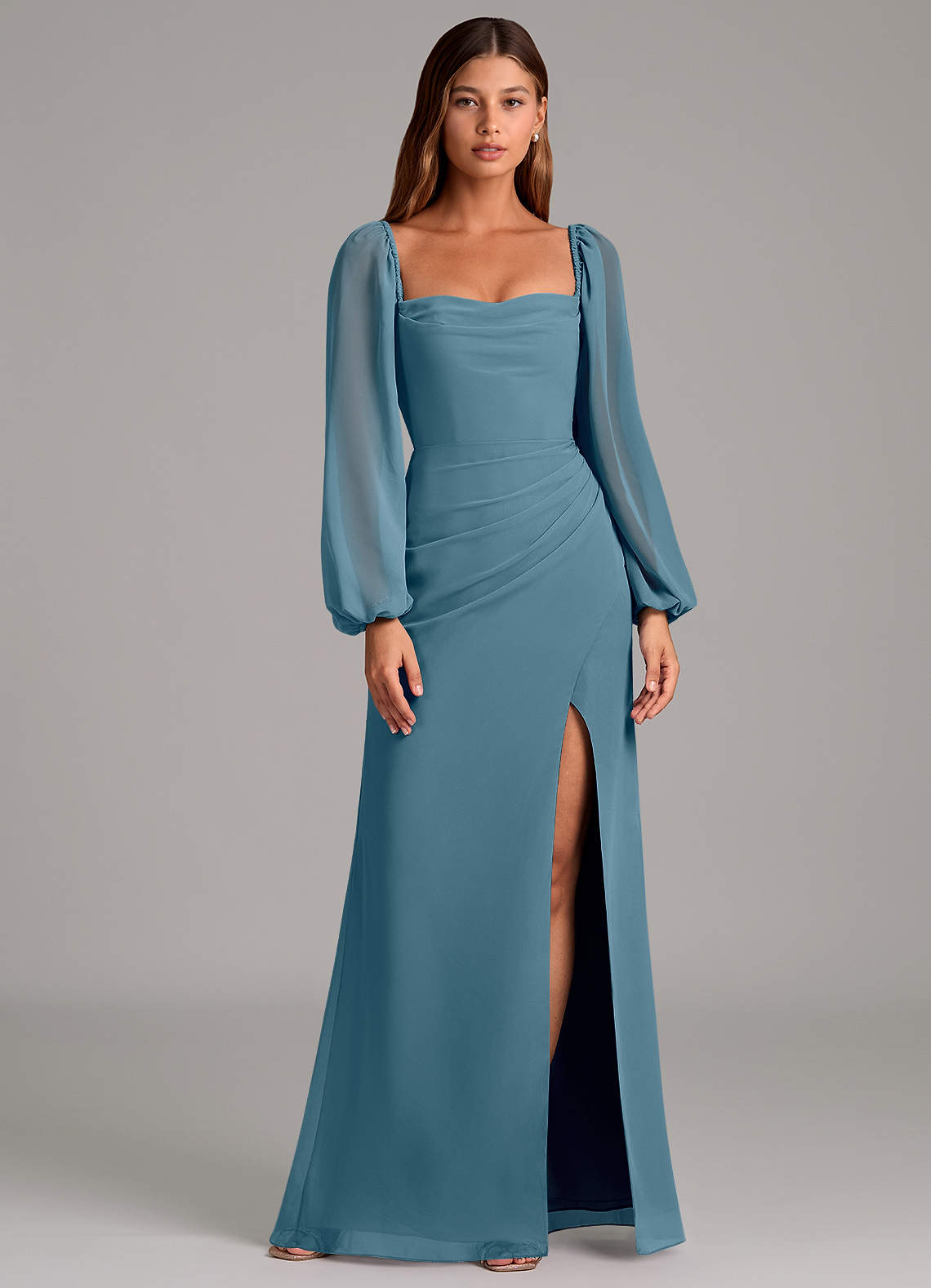 Brixley Mermaid Sweetheart Chiffon Bridesmaid Dress in Bermuda