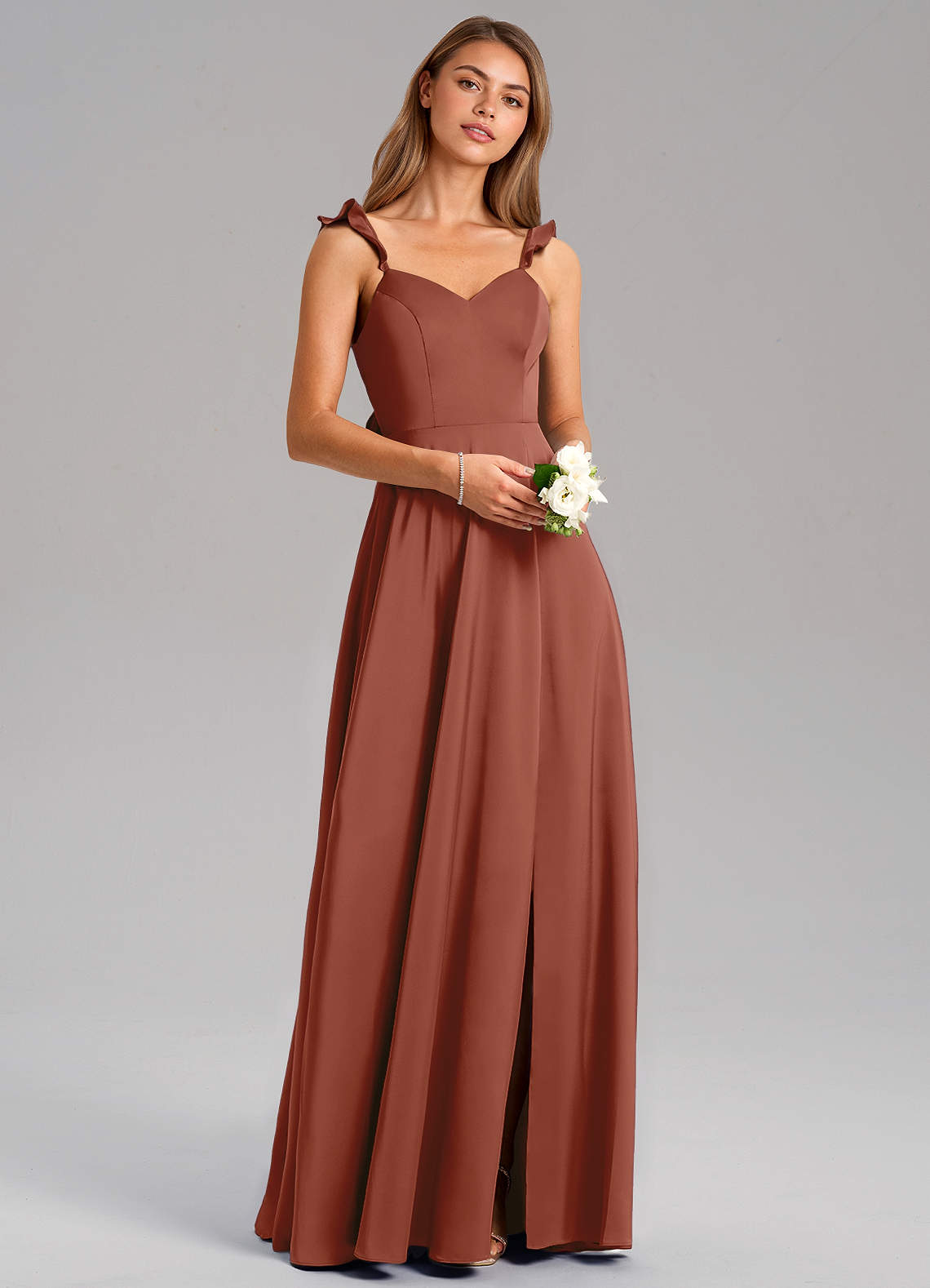 Everett A-Line V-Neck Chiffon Bridesmaid Dress in Auburn