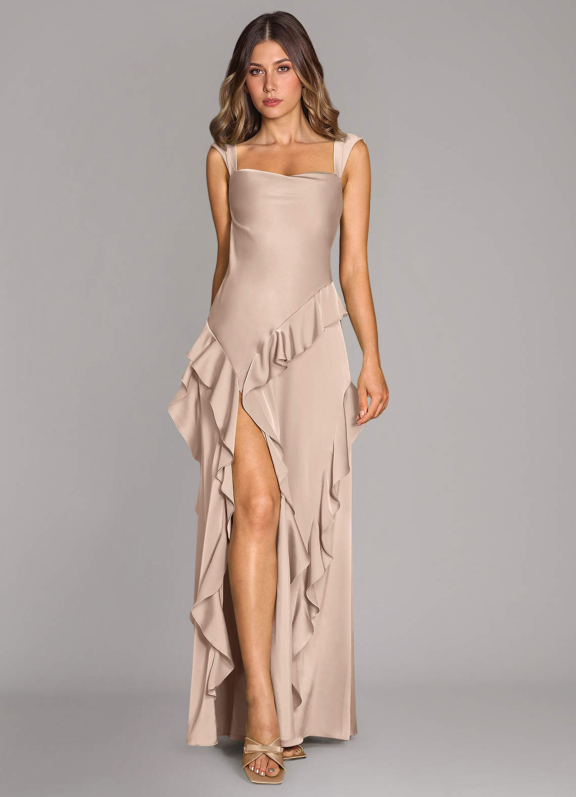 Sloane A-Line Sweetheart Stretch Satin Bridesmaid Dress in English Rose