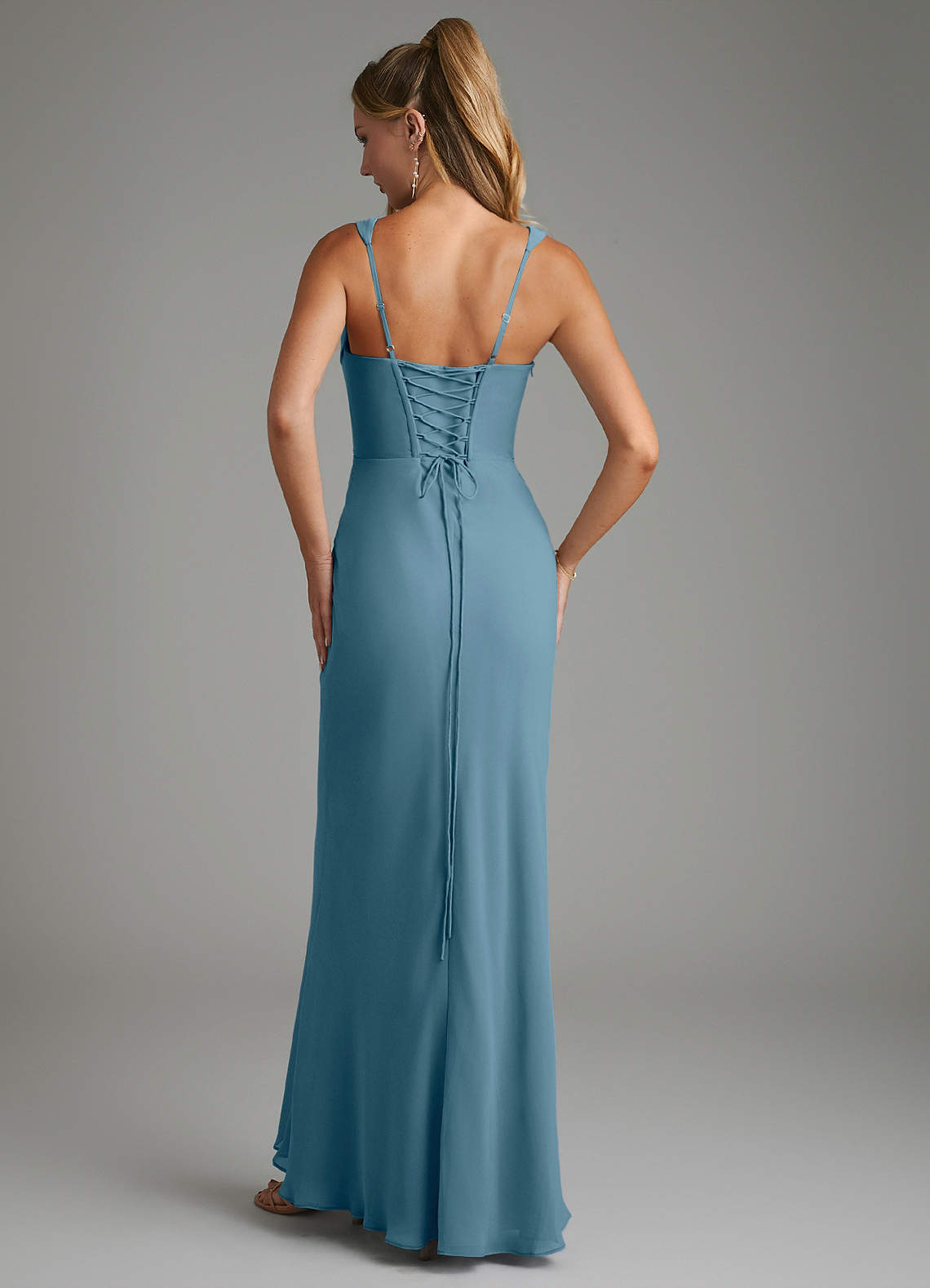 Asa Sheath Square-Neck Chiffon Bridesmaid Dress in Bermuda