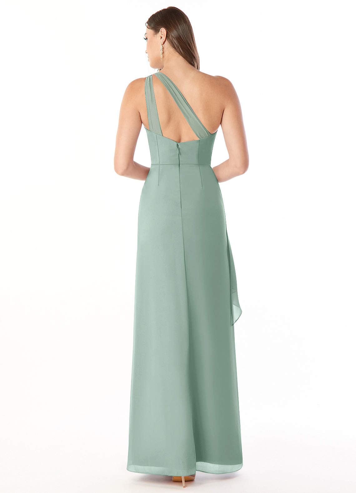 Maive Sheath One-Shoulder Chiffon Bridesmaid Dress in Agave