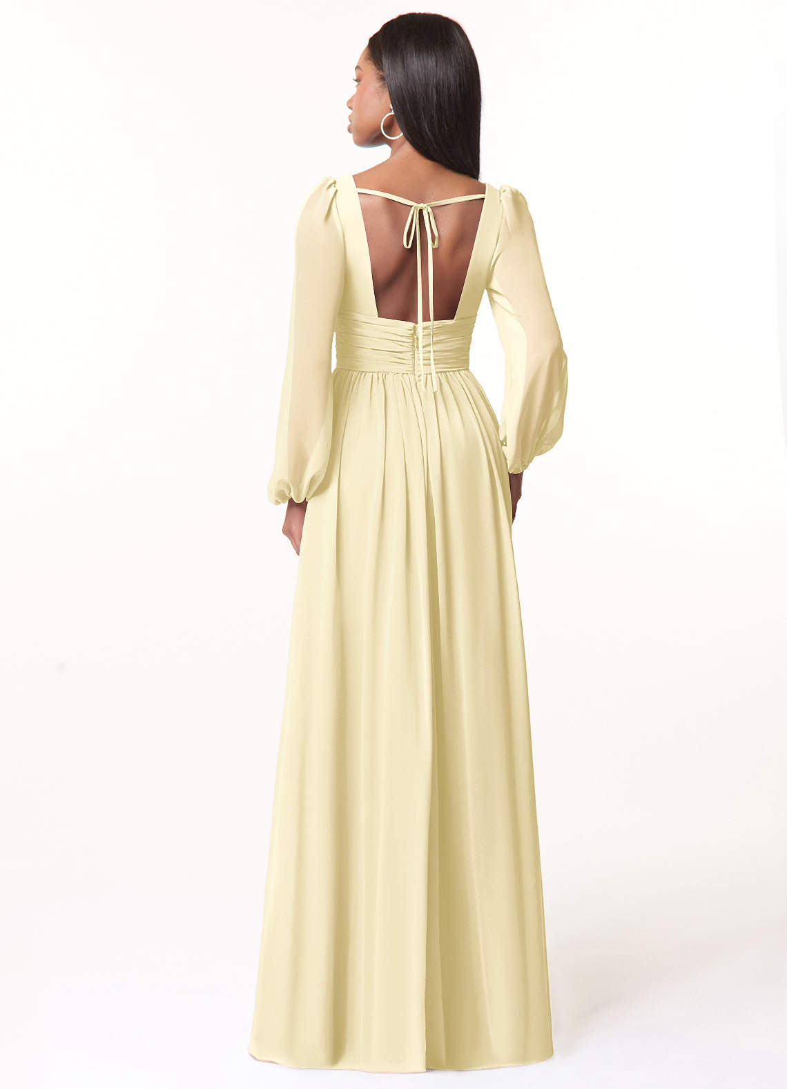 Norah A-Line V-Neck Chiffon Bridesmaid Dress in Lemon Sorbet
