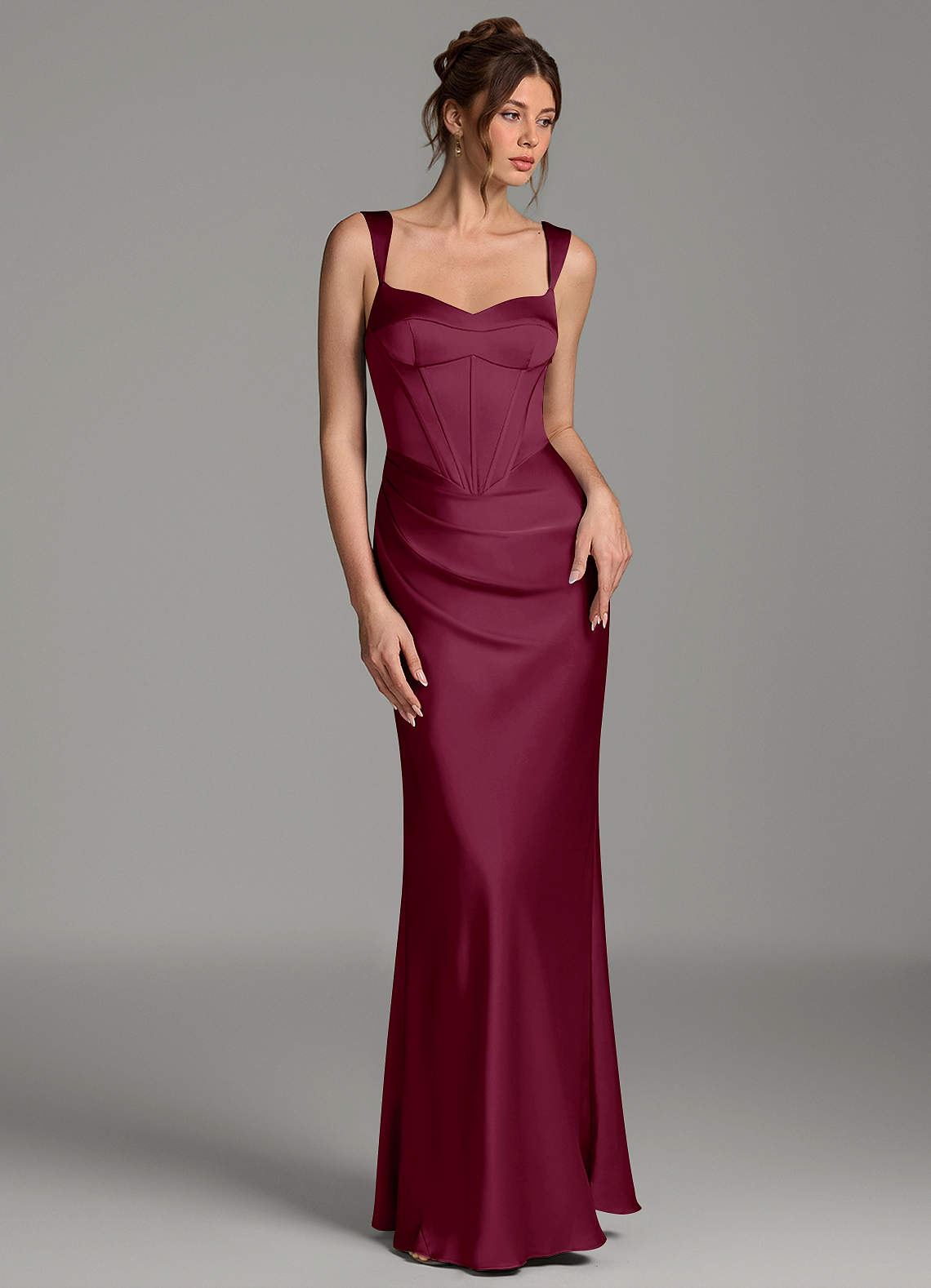 Mela Sheath Sweetheart Stretch Satin Bridesmaid Dress in Mulberry