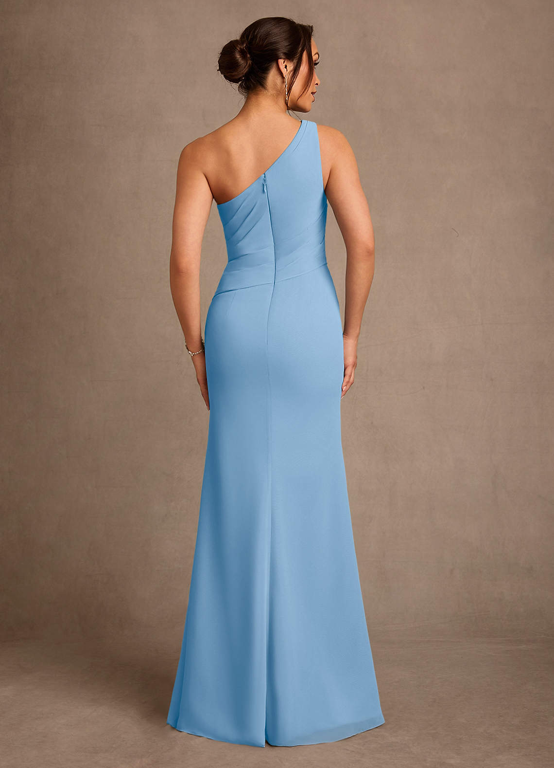 Floy Sheath One-Shoulder Chiffon Mother of the Bride Dress in Powder Blue