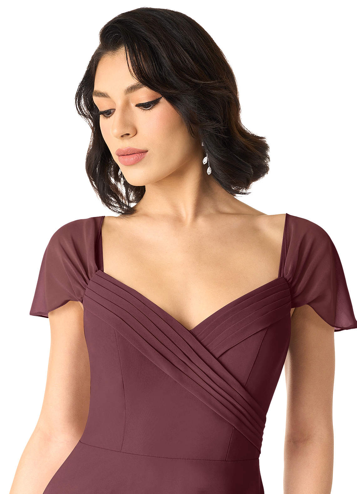 Tancie A-Line Off-the-Shoulder Chiffon Bridesmaid Dress in Sangria