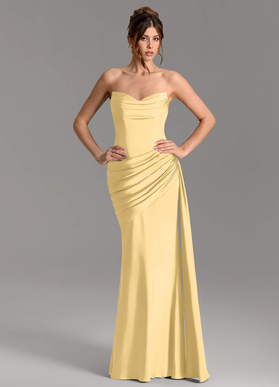 Zorah Mermaid Sweetheart Stretch Satin Bridesmaid Dress in Butter