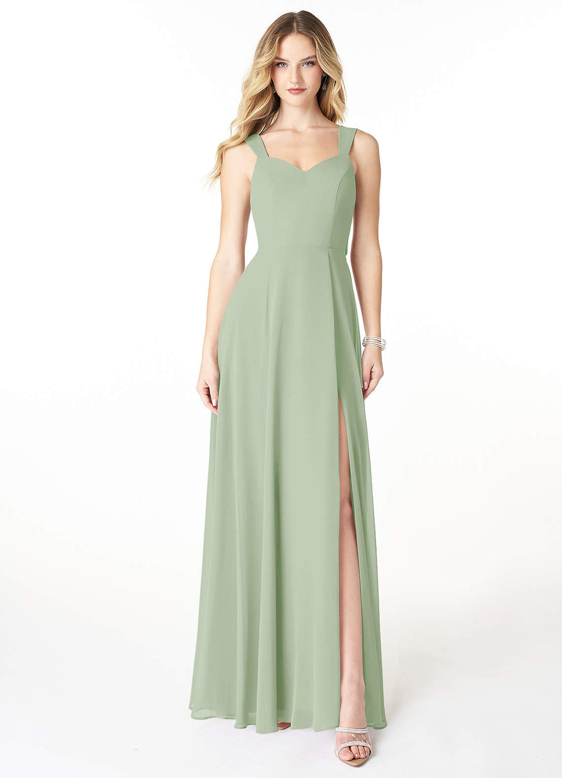 Julie A-Line Sweetheart Chiffon Bridesmaid Dress in Dusty Sage