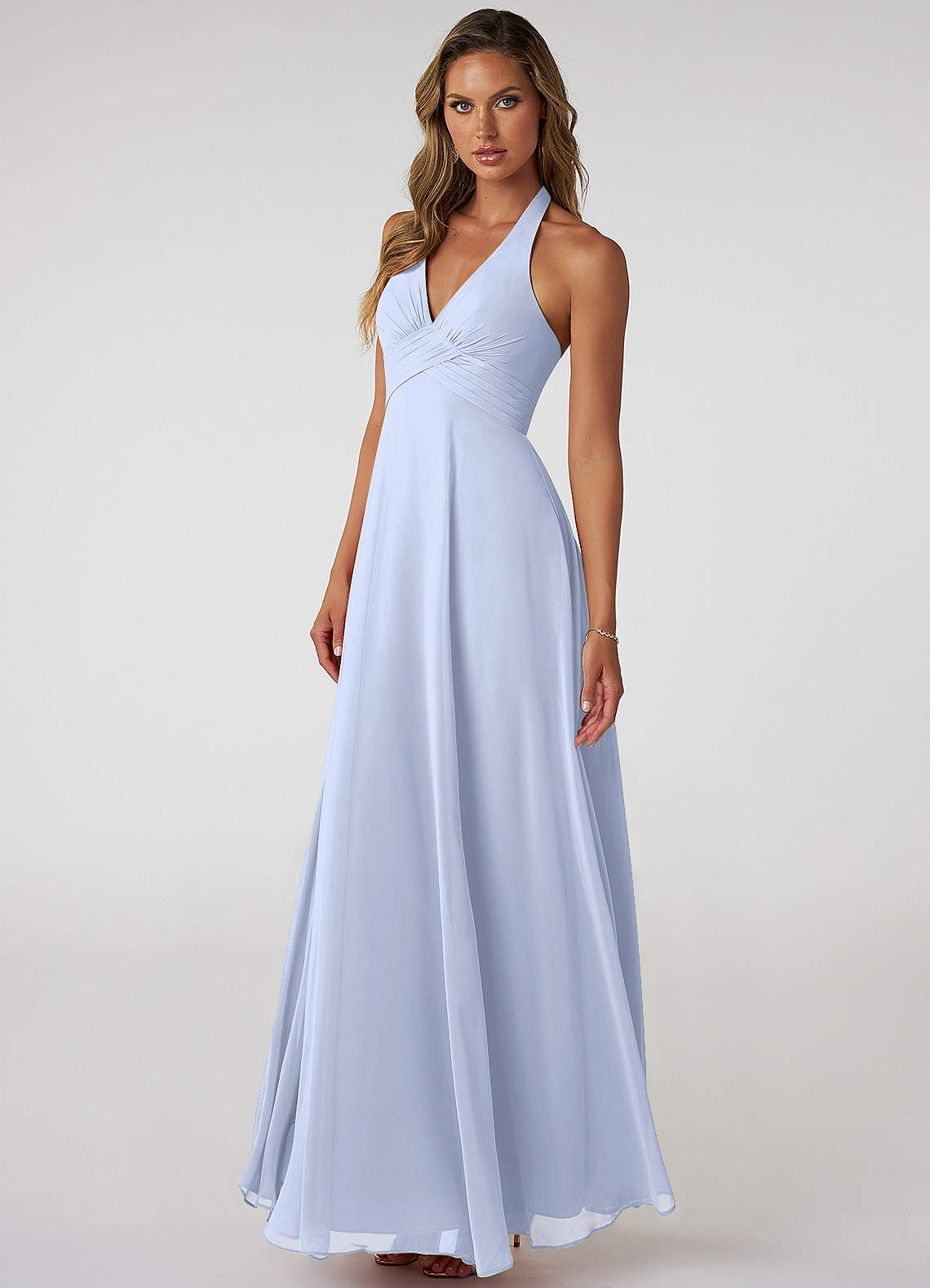 Tessie A-Line V-Neck Chiffon Bridesmaid Dress in Ice