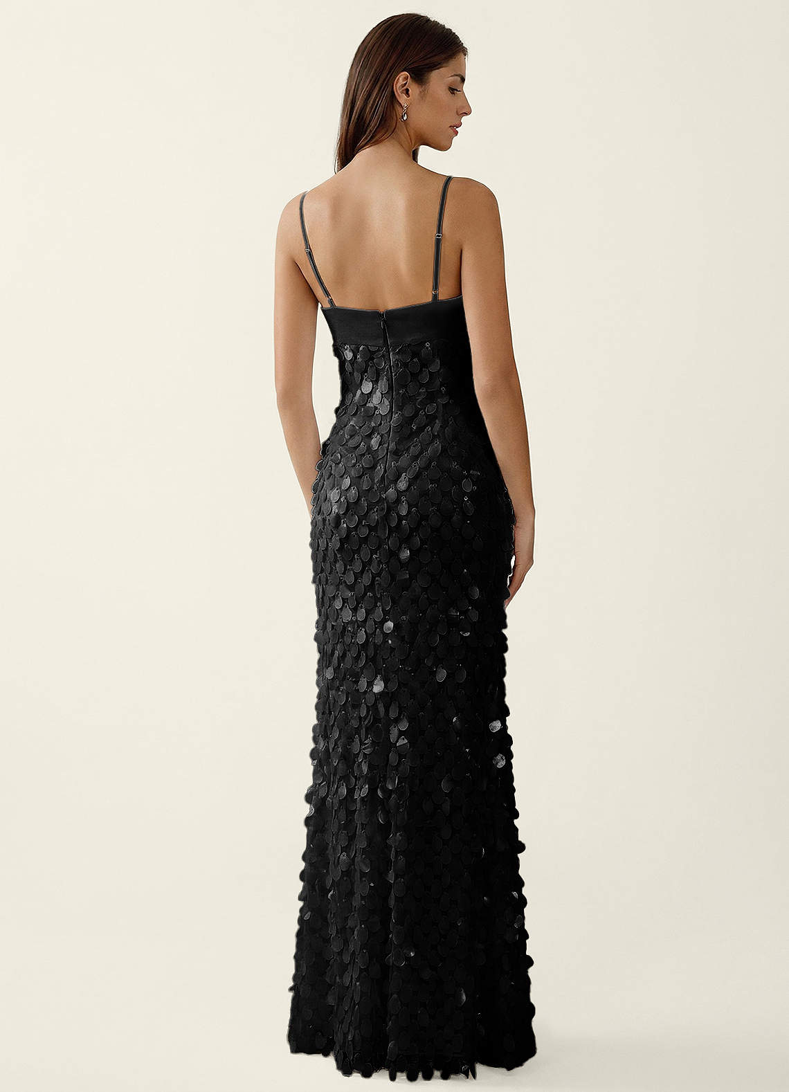 Mentino Strapless 3D Floral Lace Prom Dress in Black