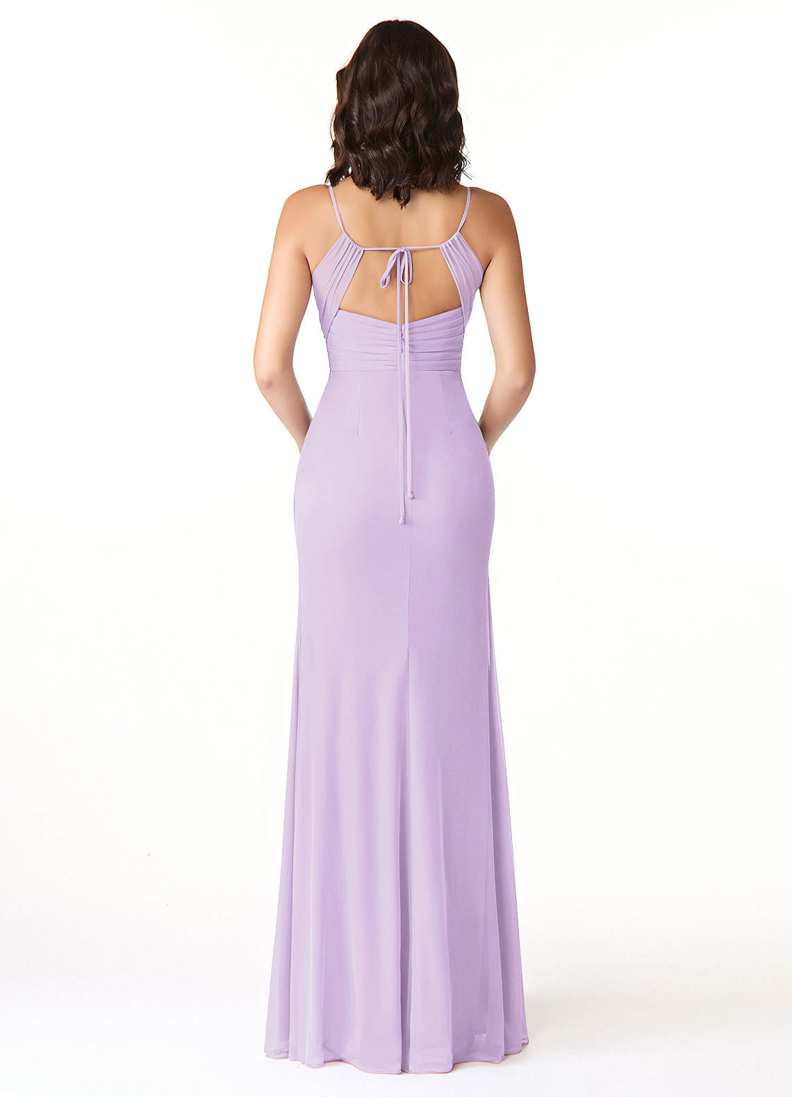 Reneya Mermaid V-Neck Mesh Bridesmaid Dress in Lilac