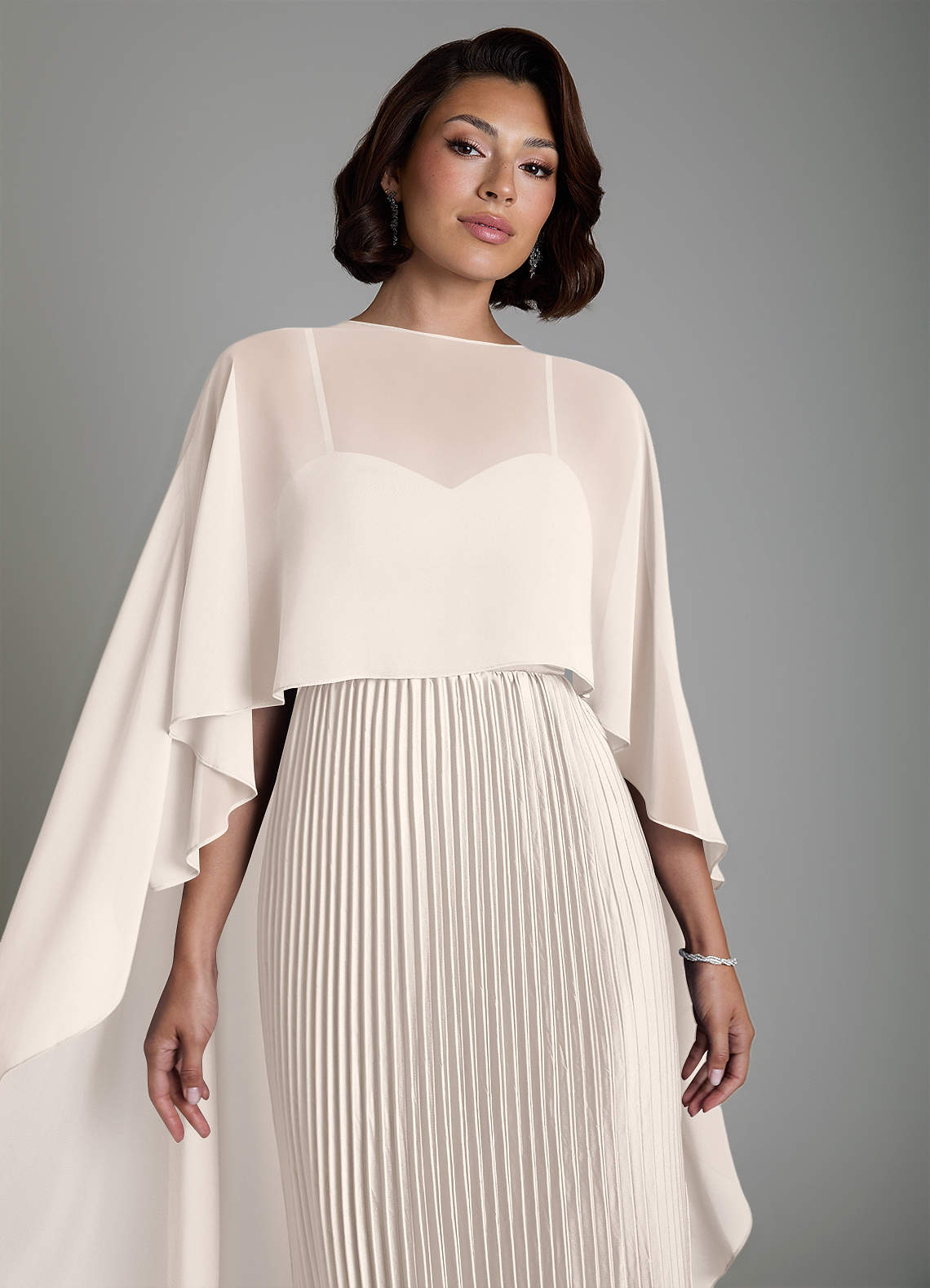 Micah A-Line Sweetheart Stretch Satin and Chiffon Bridesmaid Dress in White Alabaster