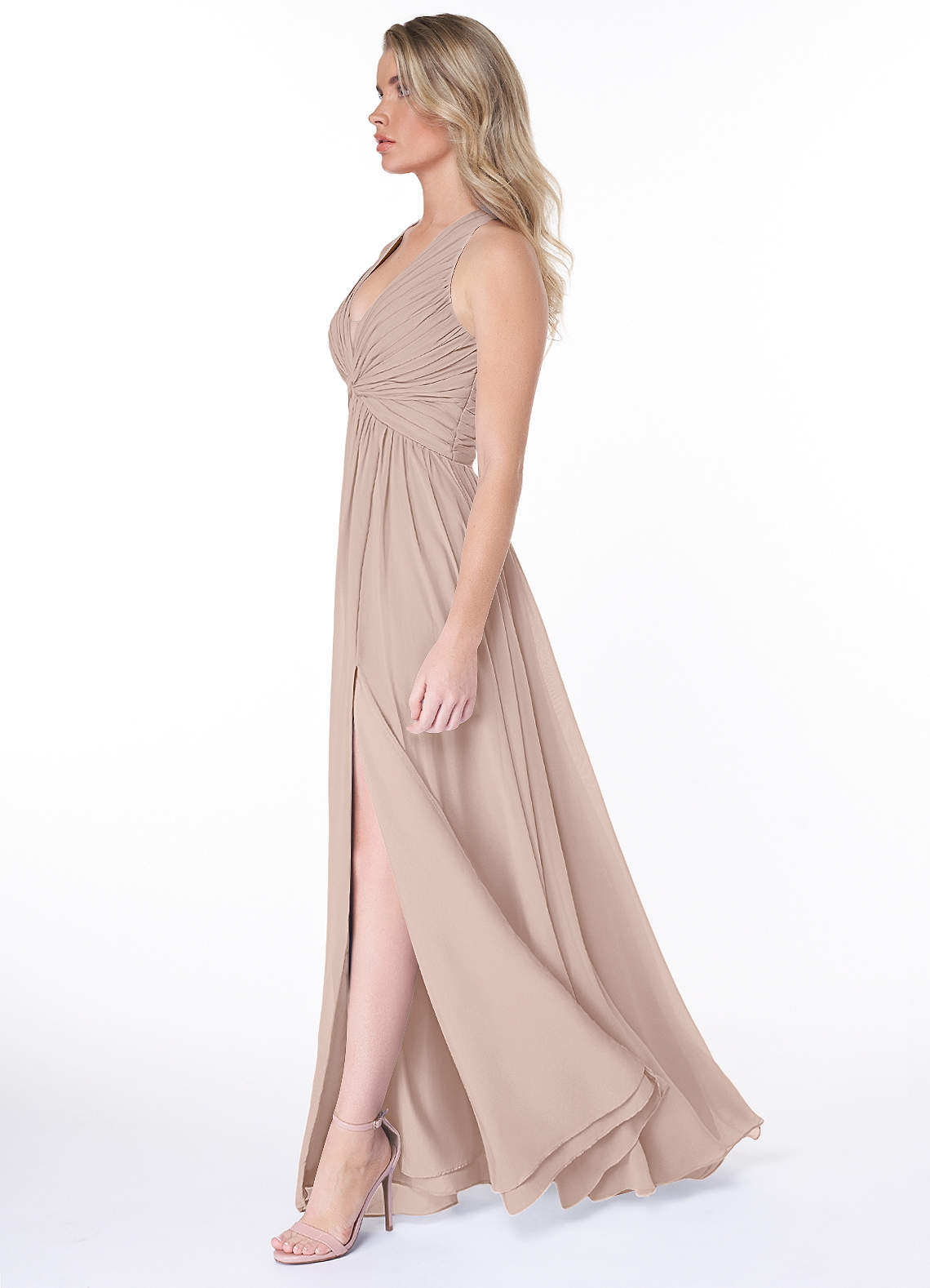 Jaclyn A-Line Halter Chiffon Bridesmaid Dress in English Rose