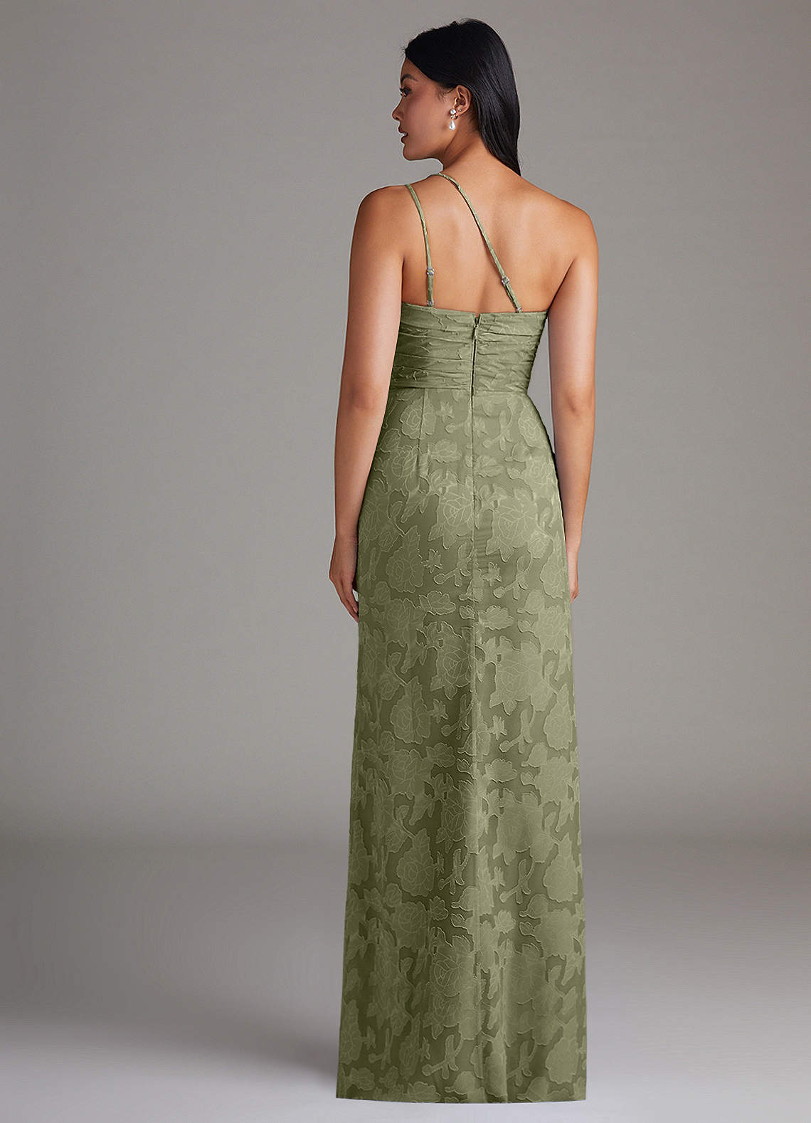 Eren Sheath One-Shoulder Floral Burnout Bridesmaid Dress in Pistachio
