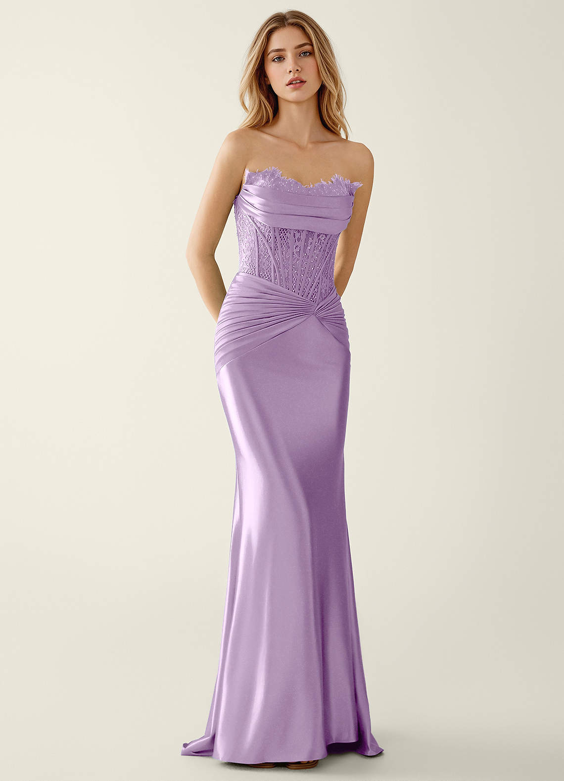 Sasha Mermaid Strapless Stretch Satin Evening Dress in Wisteria