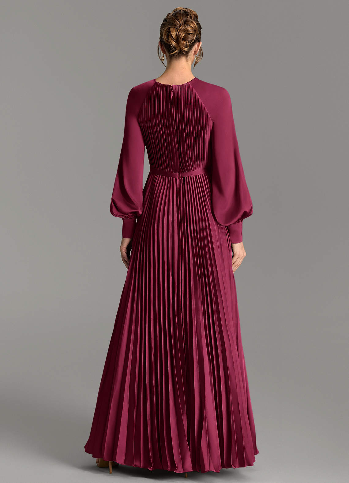 Grayson A-Line Scoop-Neck Stretch Satin Bridesmaid Dress in Burgundy