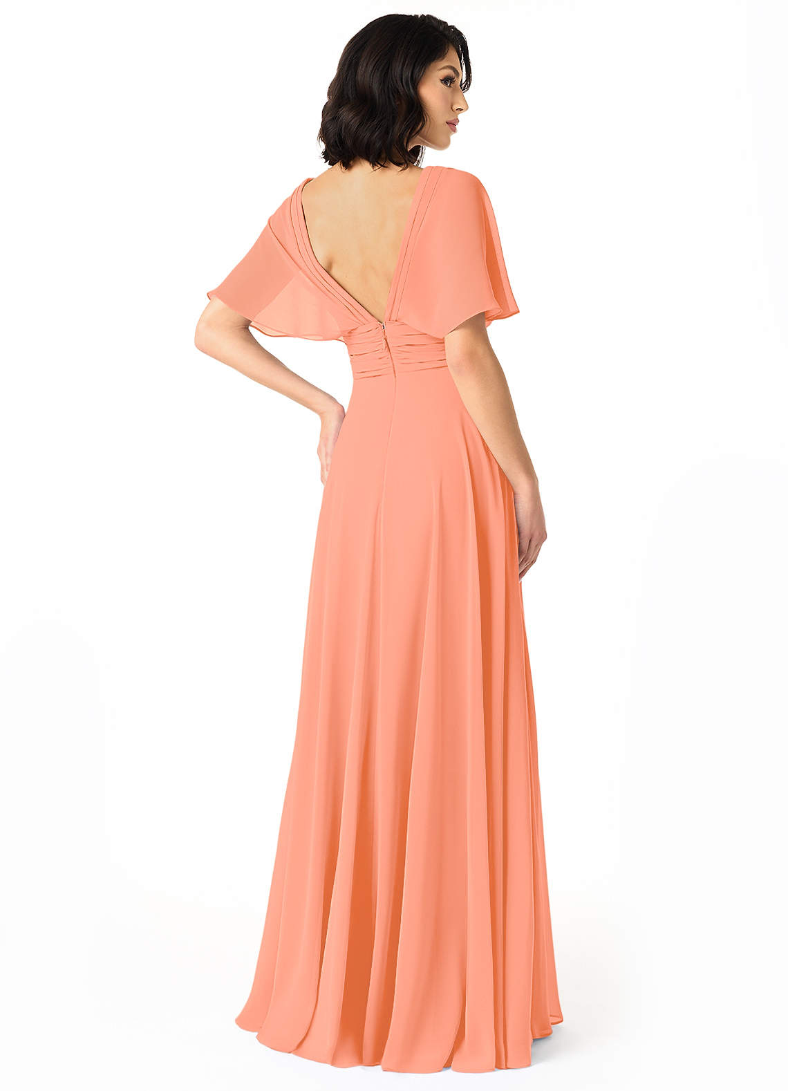 Pamela A-Line V-Neck Chiffon Bridesmaid Dress in Sunset