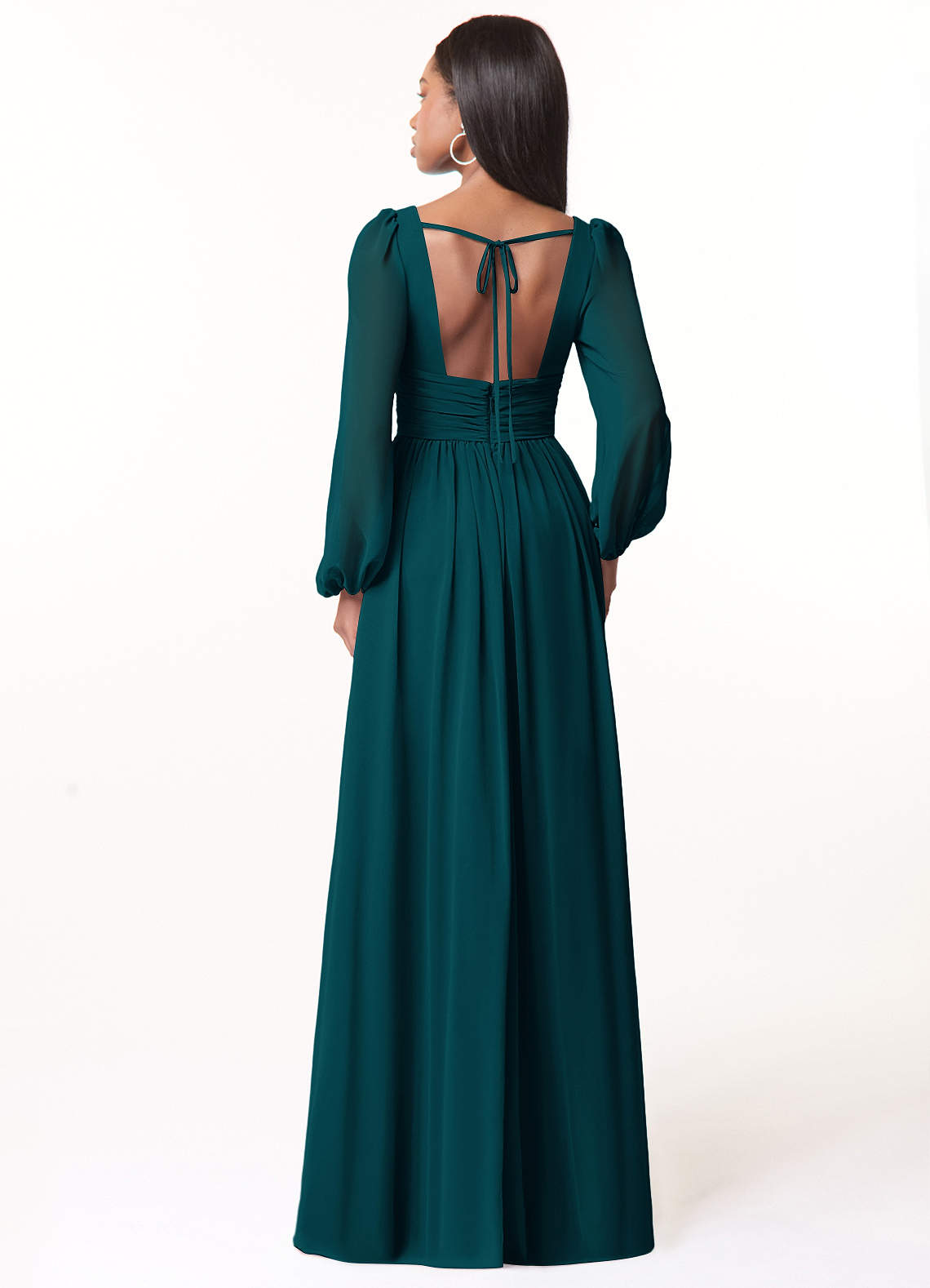 Norah A-Line V-Neck Chiffon Bridesmaid Dress in Pine