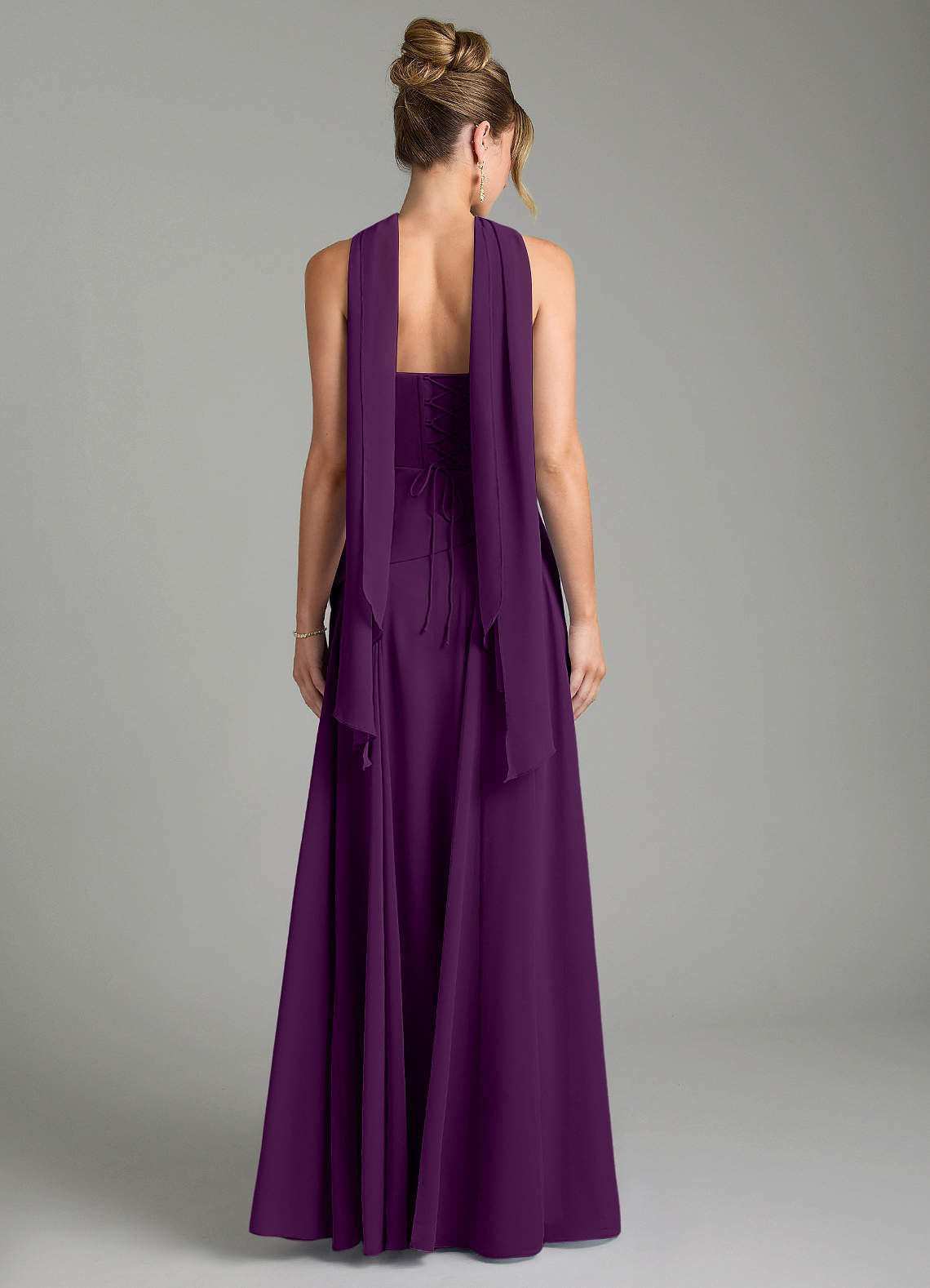Gabriela A-Line Cowl-Neck Chiffon Bridesmaid Dress in Grape