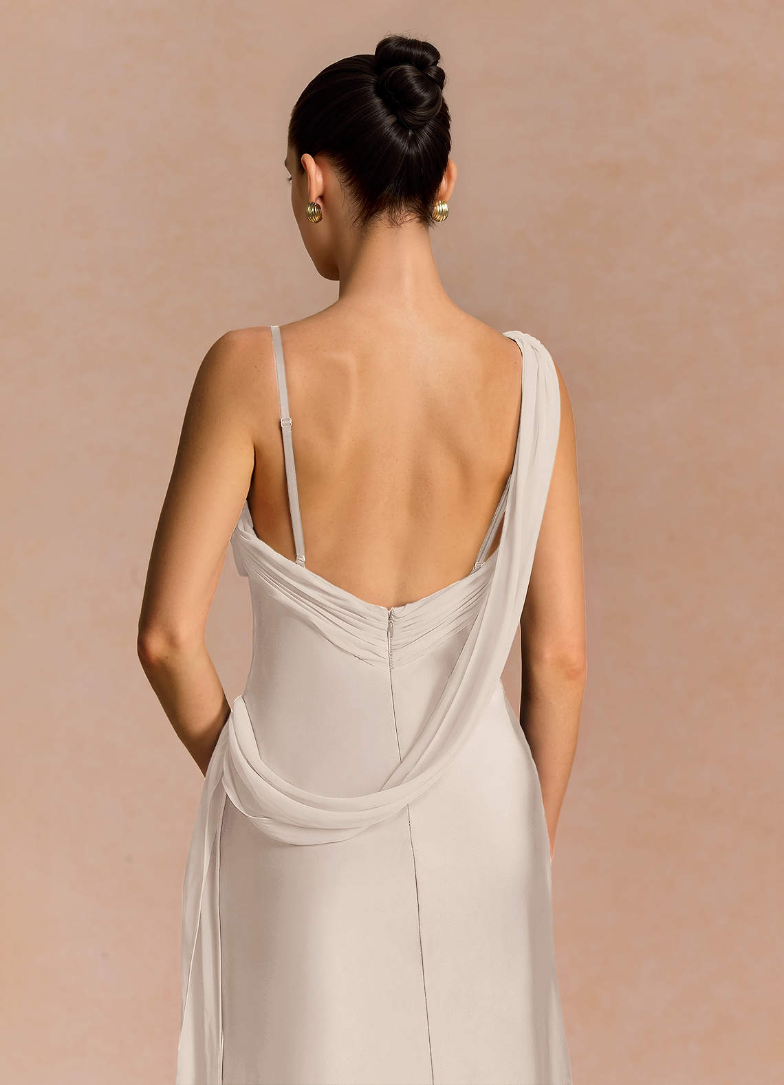 Ixchel A-Line Corset Crepe Chiffon Evening Dress in Cream