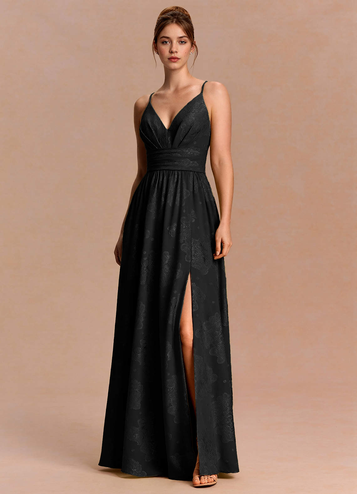 Anaëlle A-Line V-Neck Chiffon Burnout Evening Dress in Powder Blue