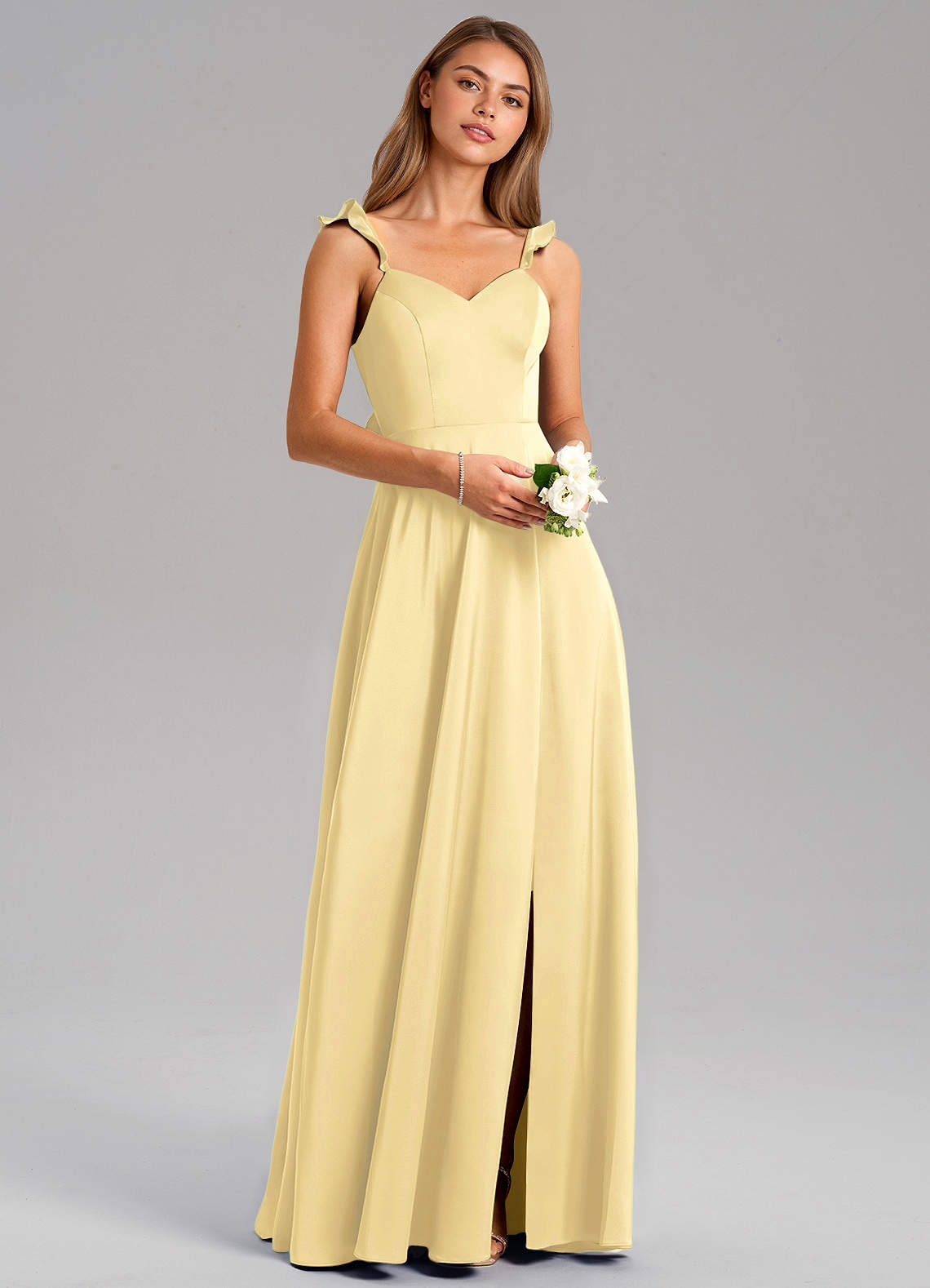 Everett A-Line V-Neck Chiffon Bridesmaid Dress in Butter