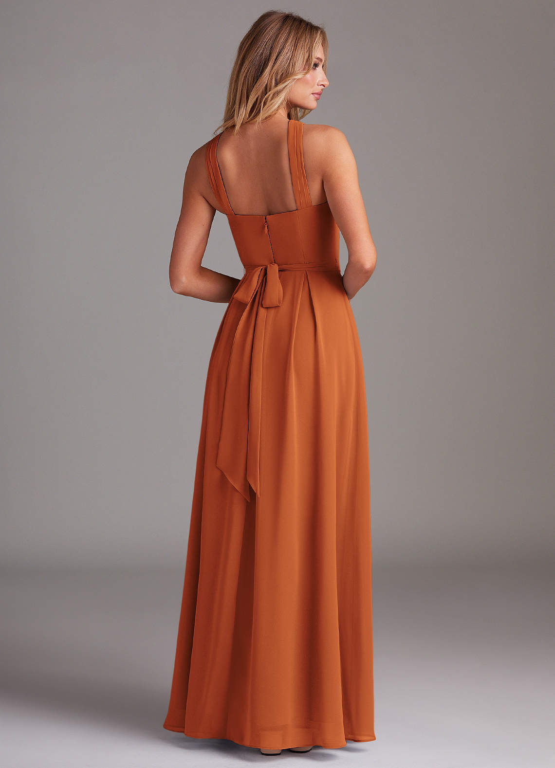 Dixie A-Line Halter Chiffon Bridesmaid Dress in Cinnamon