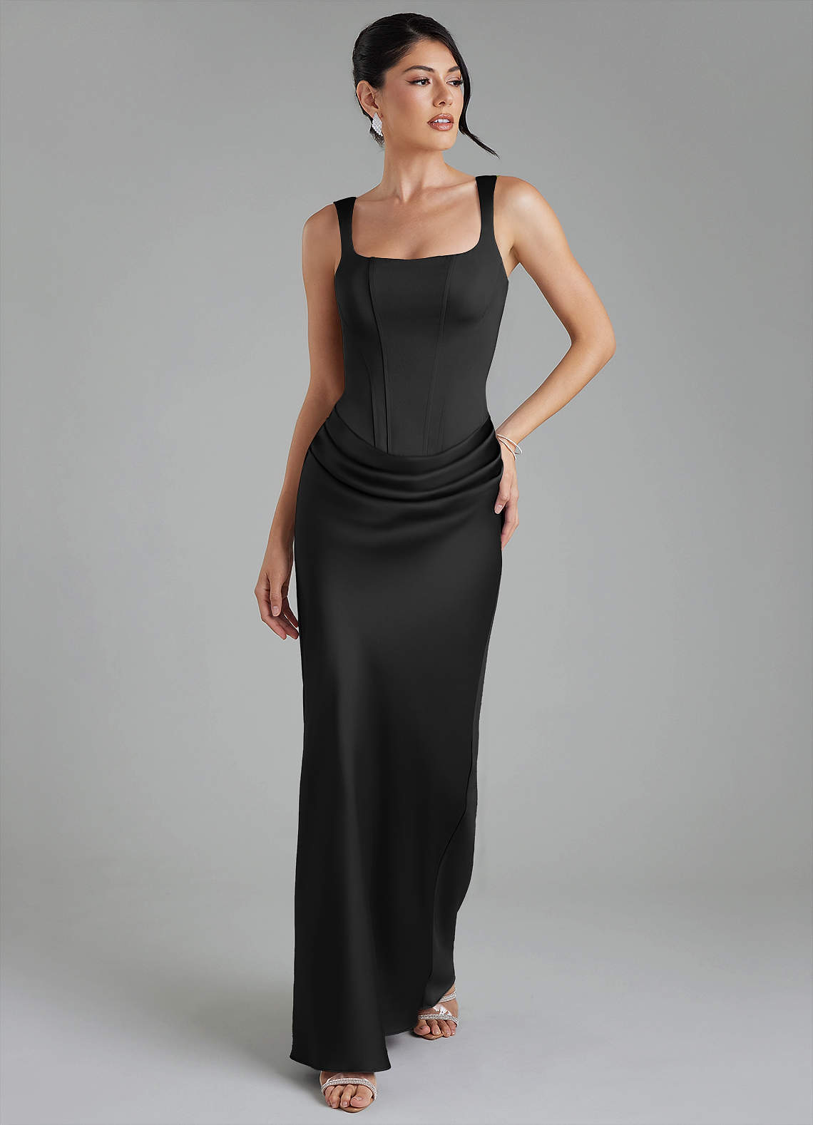 Etta Mermaid Square-Neck Stretch Satin Bridesmaid Dress