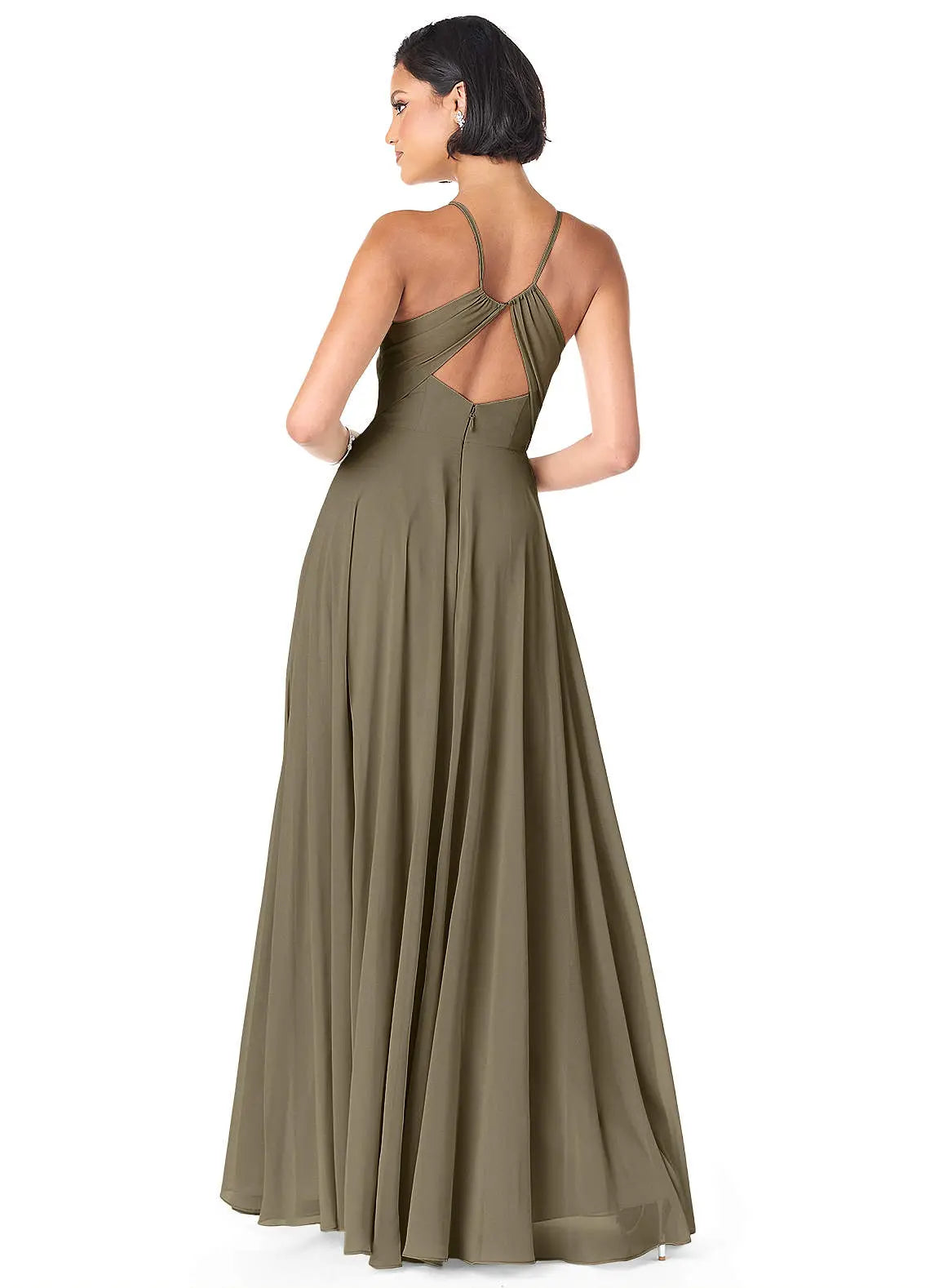 Avelina A-Line V-Neck Chiffon Bridesmaid Dress in Willow Green