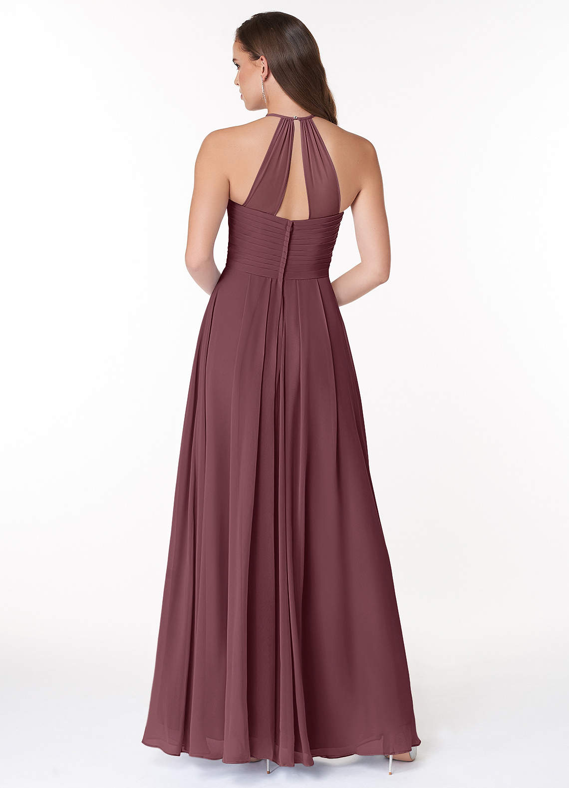 Ginger A-Line Halter Chiffon Bridesmaid Dress in Sangria