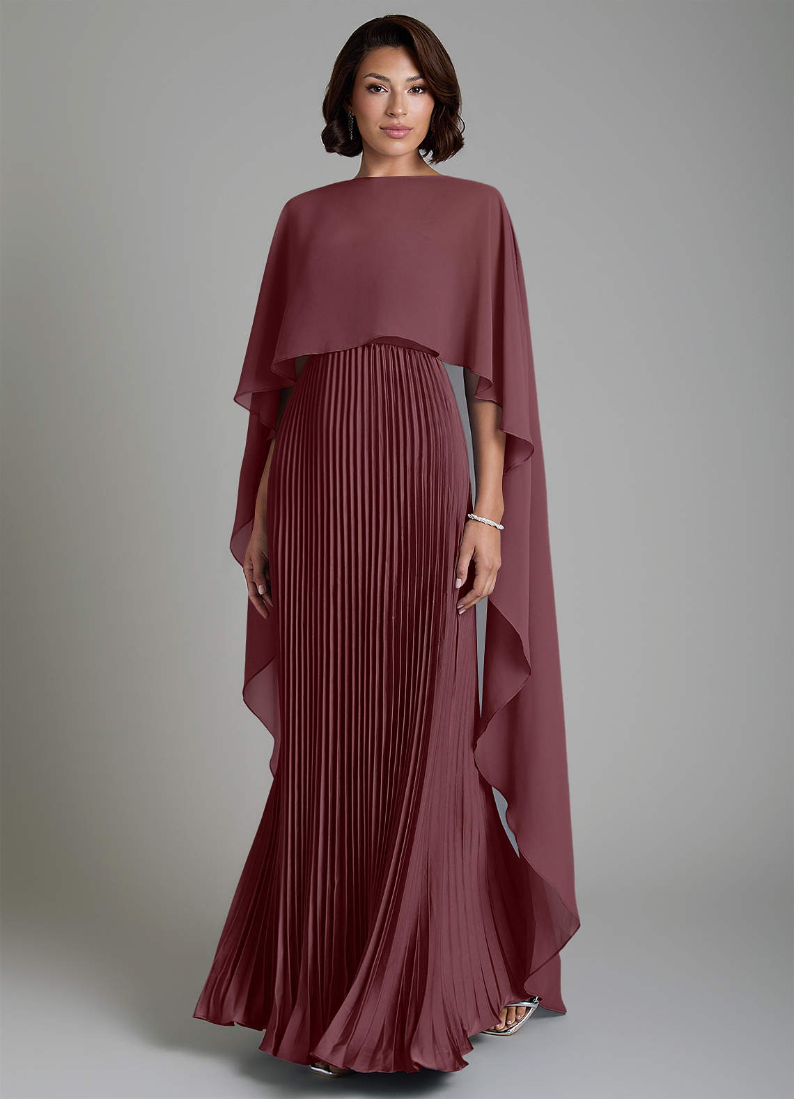 Micah A-Line Sweetheart Stretch Satin and Chiffon Bridesmaid Dress in Sangria