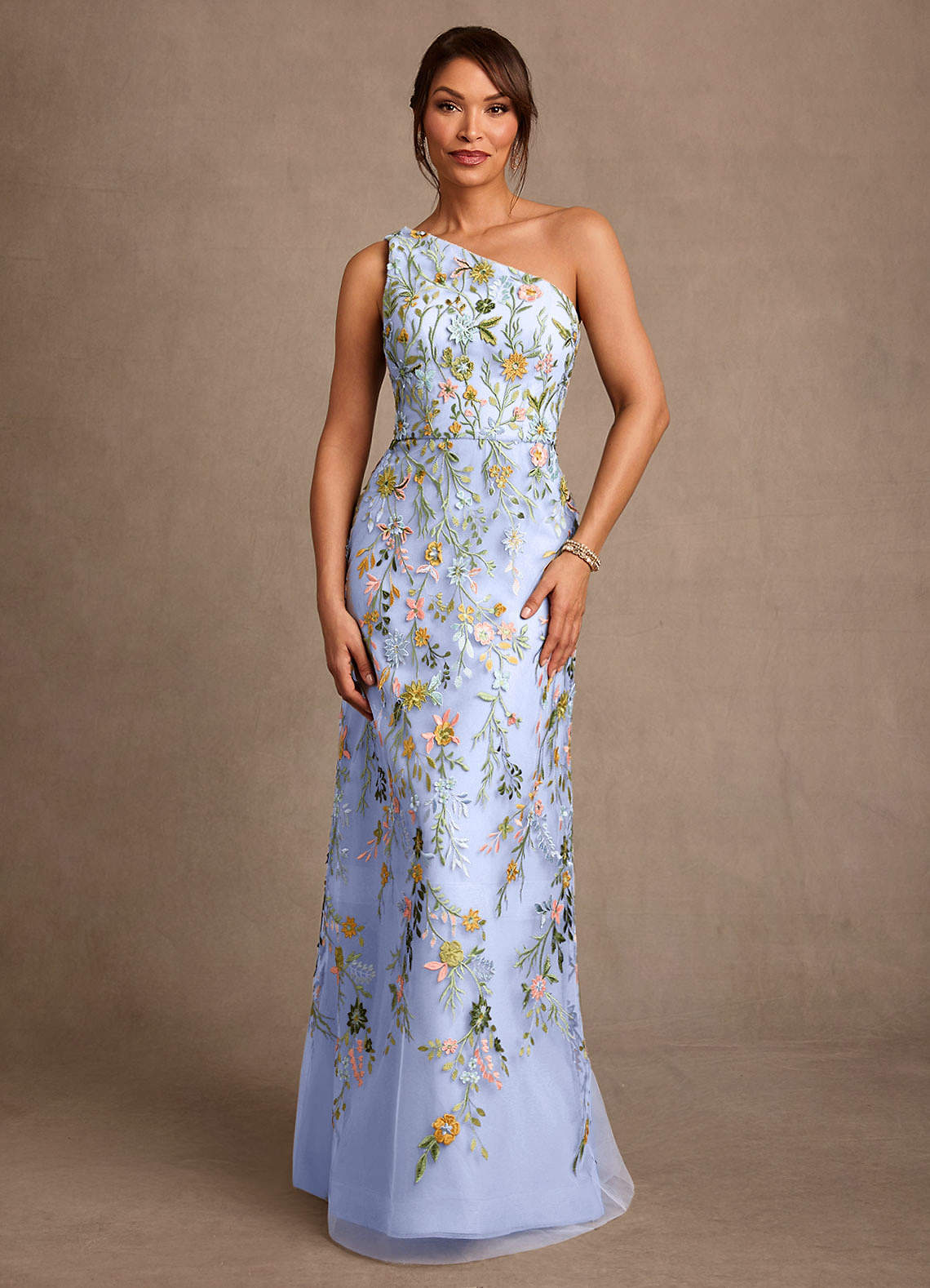 Bertie A-Line One-Shoulder Lace Mother of the Bride Dress in Ice