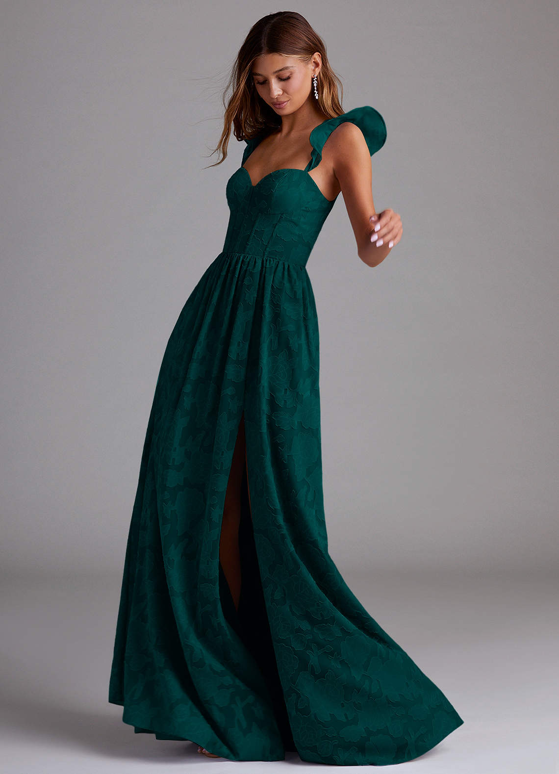 Denisse A-Line Sweetheart Floral Burnout Bridesmaid Dress in Pine