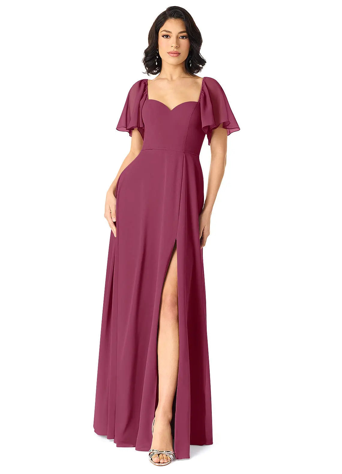 Chloe A-Line Sweetheart Chiffon Bridesmaid Dress in Mulberry
