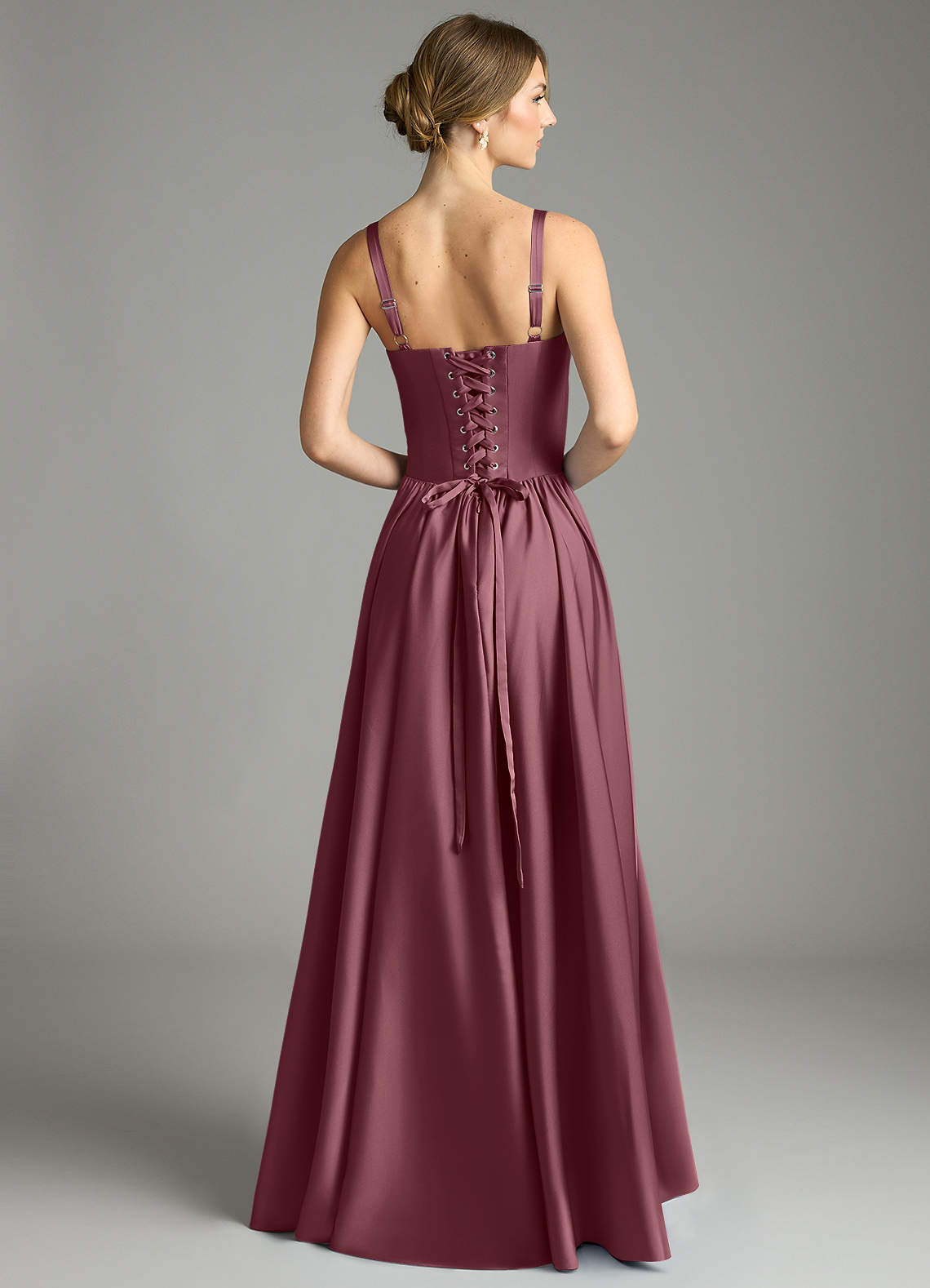 Evadina A-Line Sweetheart Stretch Satin Bridesmaid Dress in Desert Rose
