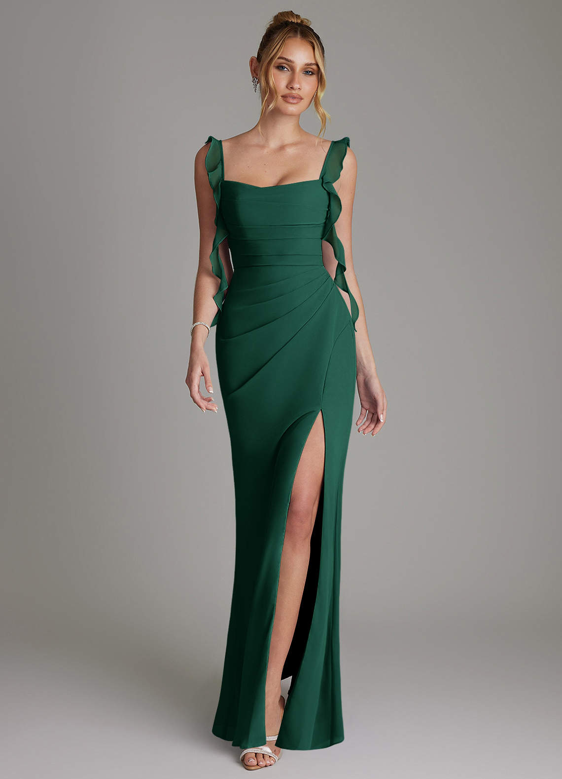 Jessamine Mermaid Sweetheart Chiffon Bridesmaid Dress in Emerald