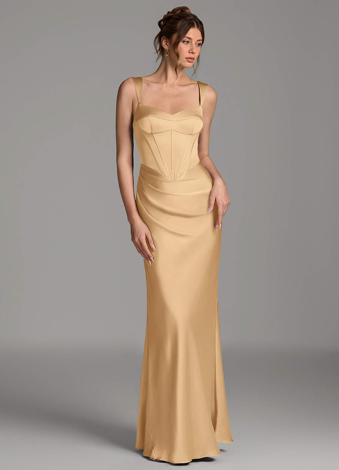 Mela Sheath Sweetheart Stretch Satin Bridesmaid Dress in Gold