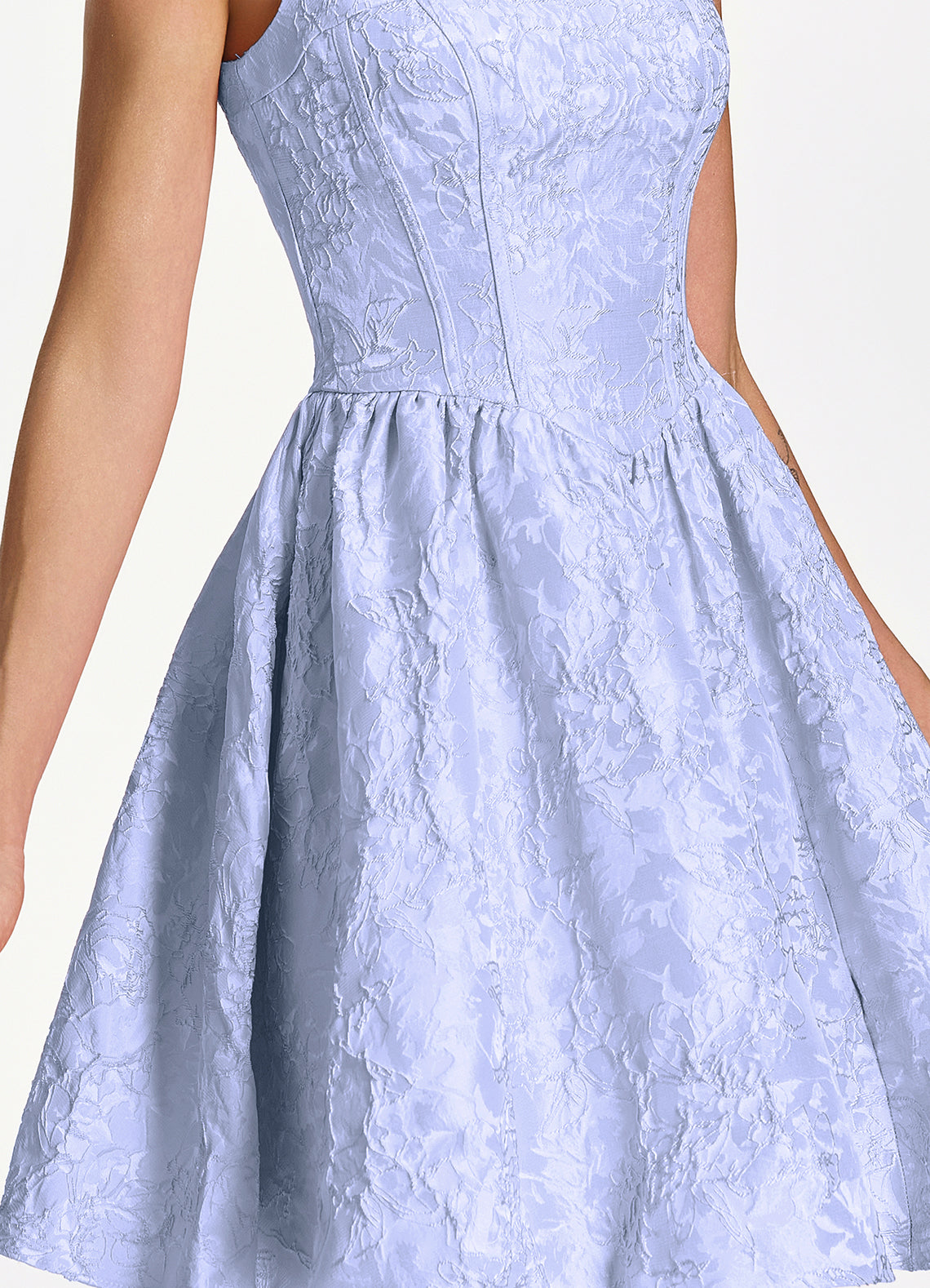 Lionelle Skater Mini Square-Neck Jacquard Prom Dress in Periwinkle - photo 7