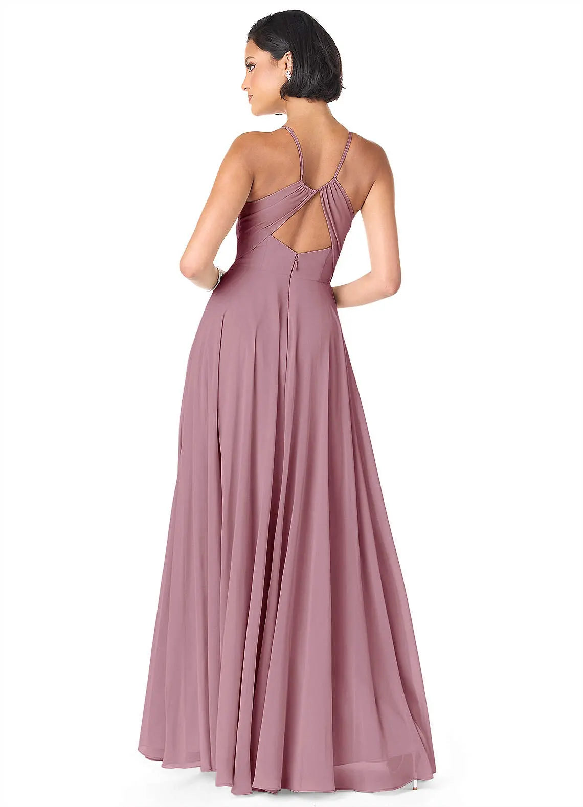 Avelina A-Line V-Neck Chiffon Bridesmaid Dress in Vintage Mauve