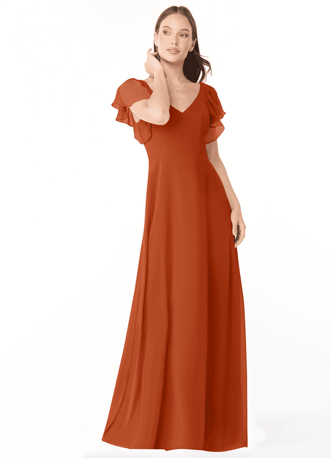 Syenna A-Line V-Neck Chiffon Bridesmaid Dress in Burnt Orange
