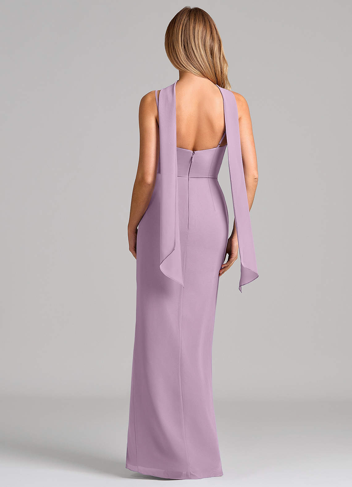 Calandra Sheath Scoop-Neck Chiffon Bridesmaid Dress in Wisteria