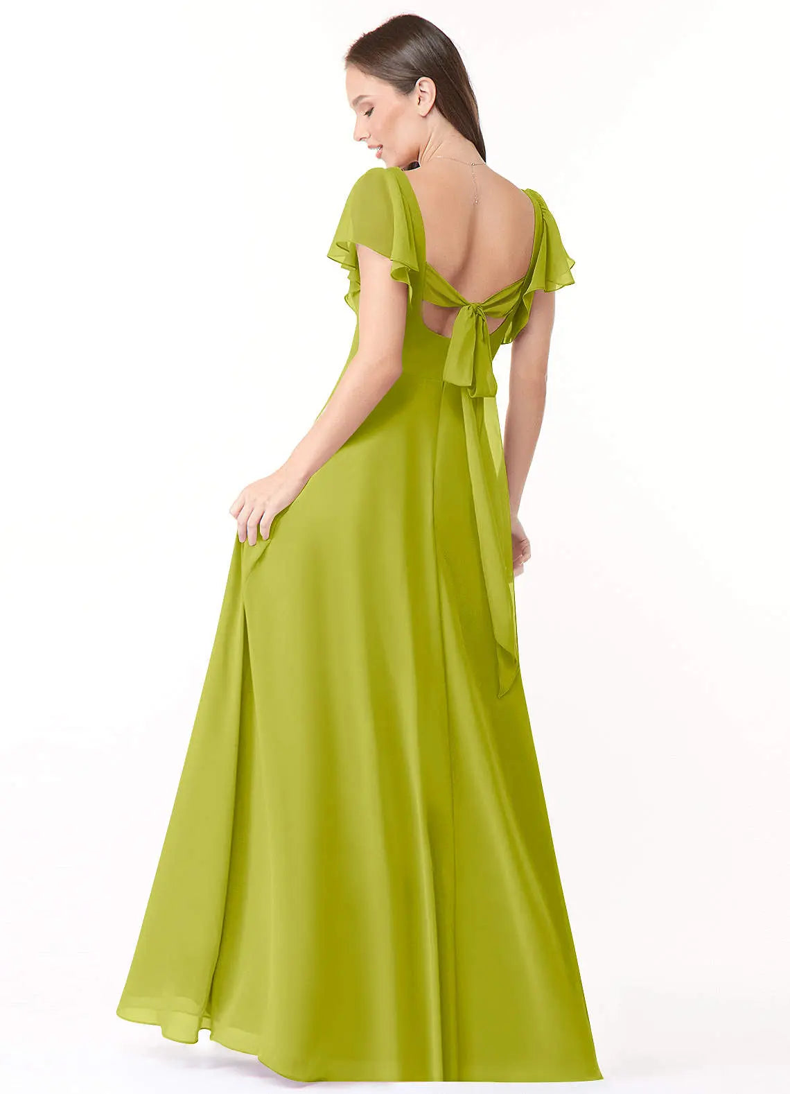 Syenna A-Line V-Neck Chiffon Bridesmaid Dress in Lemongrass