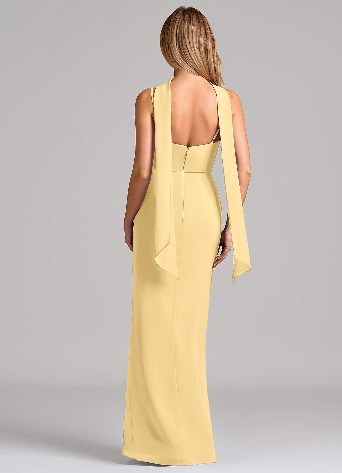 Calandra Sheath Scoop-Neck Chiffon Bridesmaid Dress in Butter