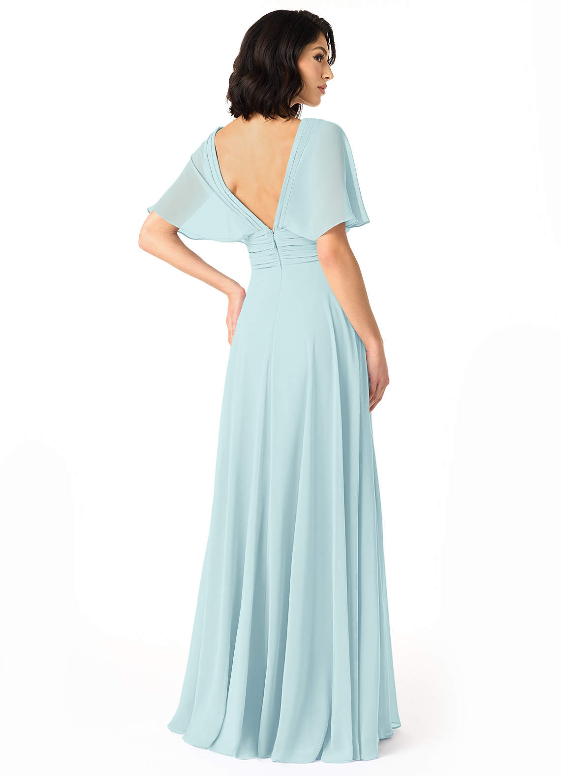 Pamela A-Line V-Neck Chiffon Bridesmaid Dress in Sea Glass